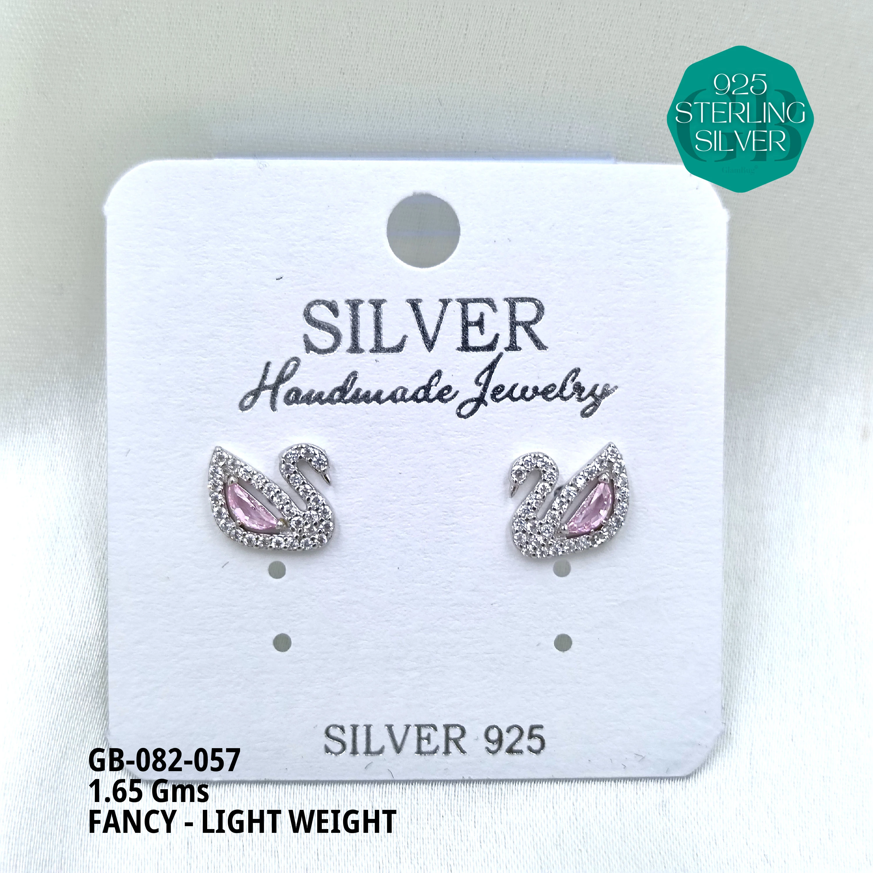 FANCY EARRINGS LIGHT WEIGHT - Premium 925 Silver Jewellery - SKU: GB-082-057 - Hyderabad Silver Importers