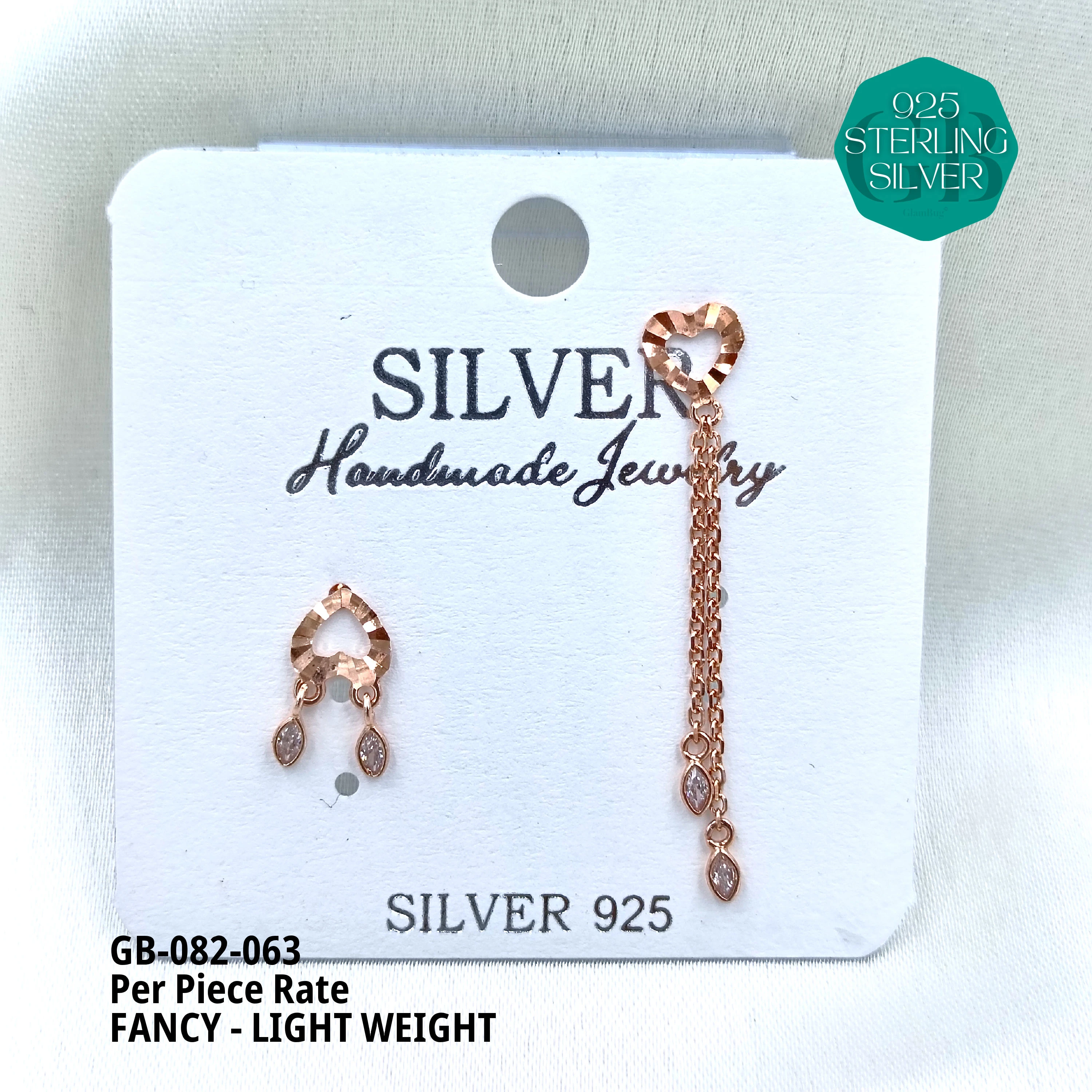 FANCY EARRINGS LIGHT WEIGHT - Premium 925 Silver Jewellery - SKU: GB-082-063 - Hyderabad Silver Importers