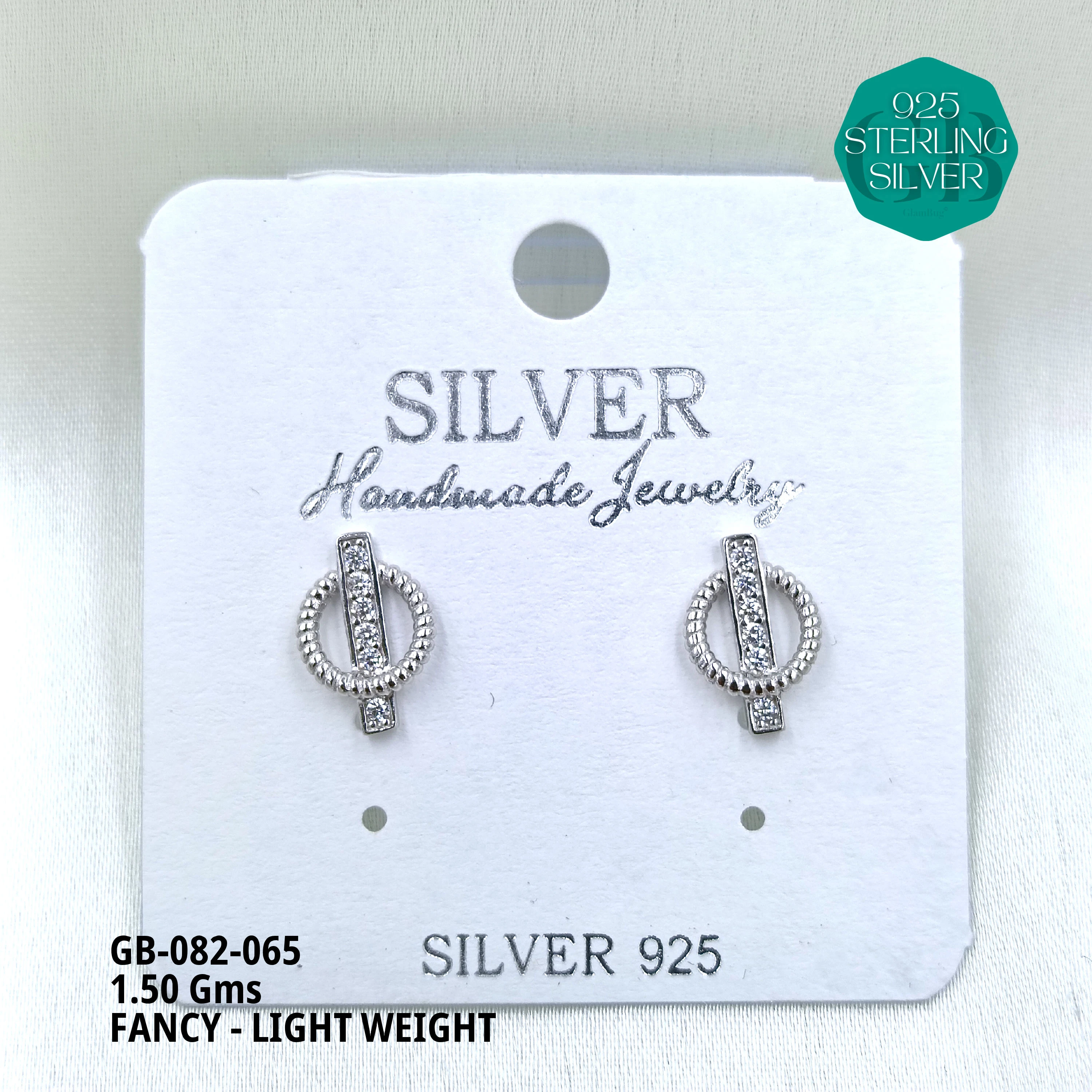 FANCY EARRINGS LIGHT WEIGHT - Premium 925 Silver Jewellery - SKU: GB-082-065 - Hyderabad Silver Importers