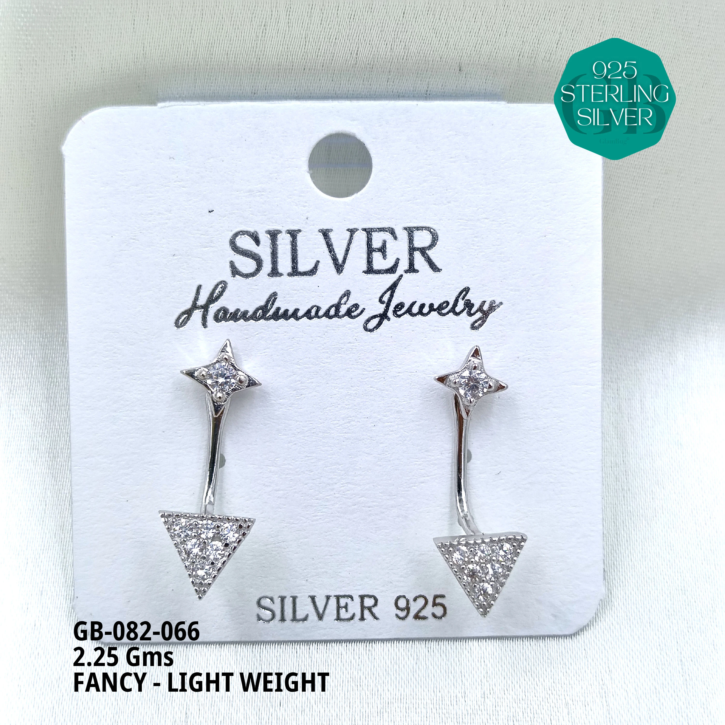 FANCY EARRINGS LIGHT WEIGHT - Premium 925 Silver Jewellery - SKU: GB-082-066 - Hyderabad Silver Importers