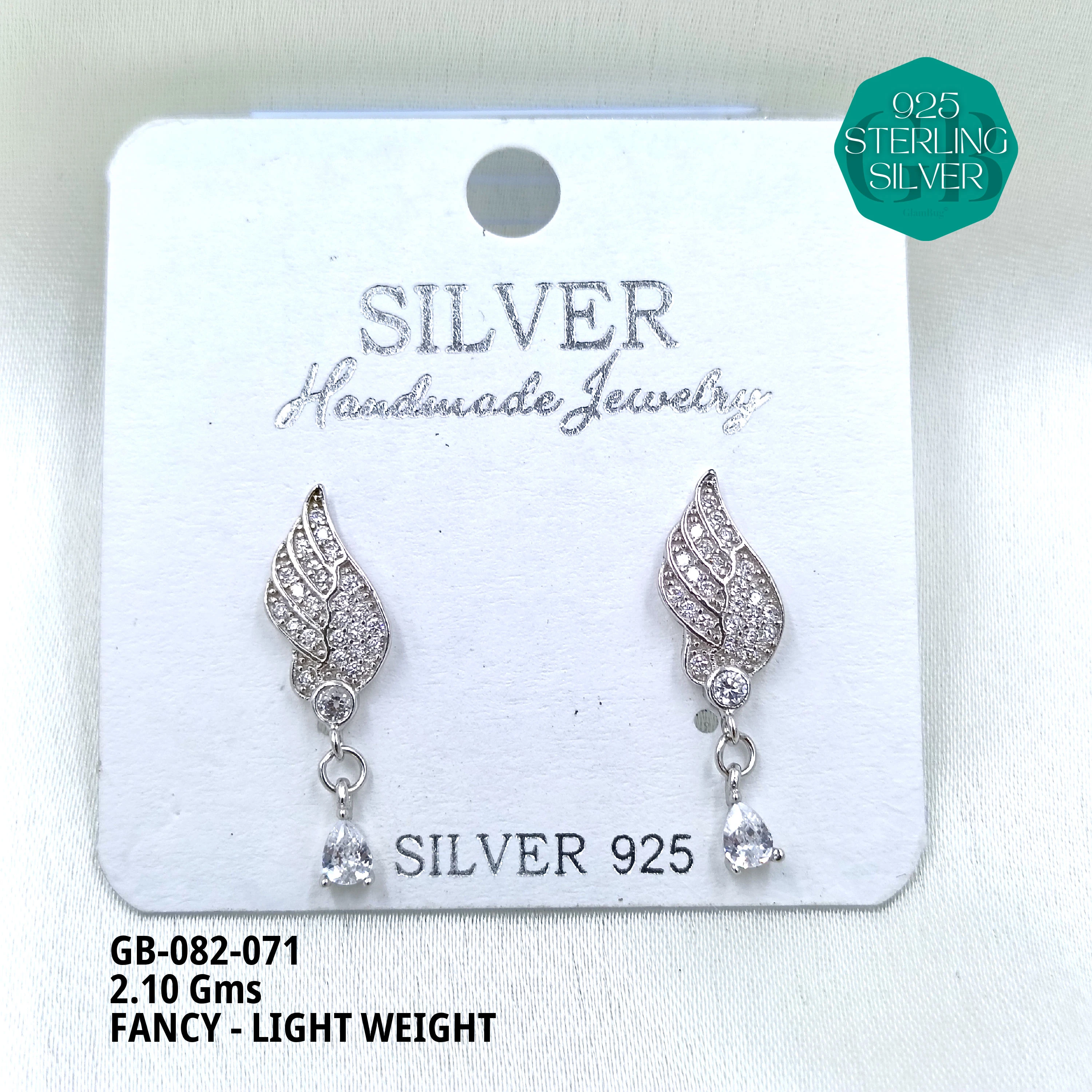 FANCY EARRINGS LIGHT WEIGHT - Premium 925 Silver Jewellery - SKU: GB-082-071 - Hyderabad Silver Importers