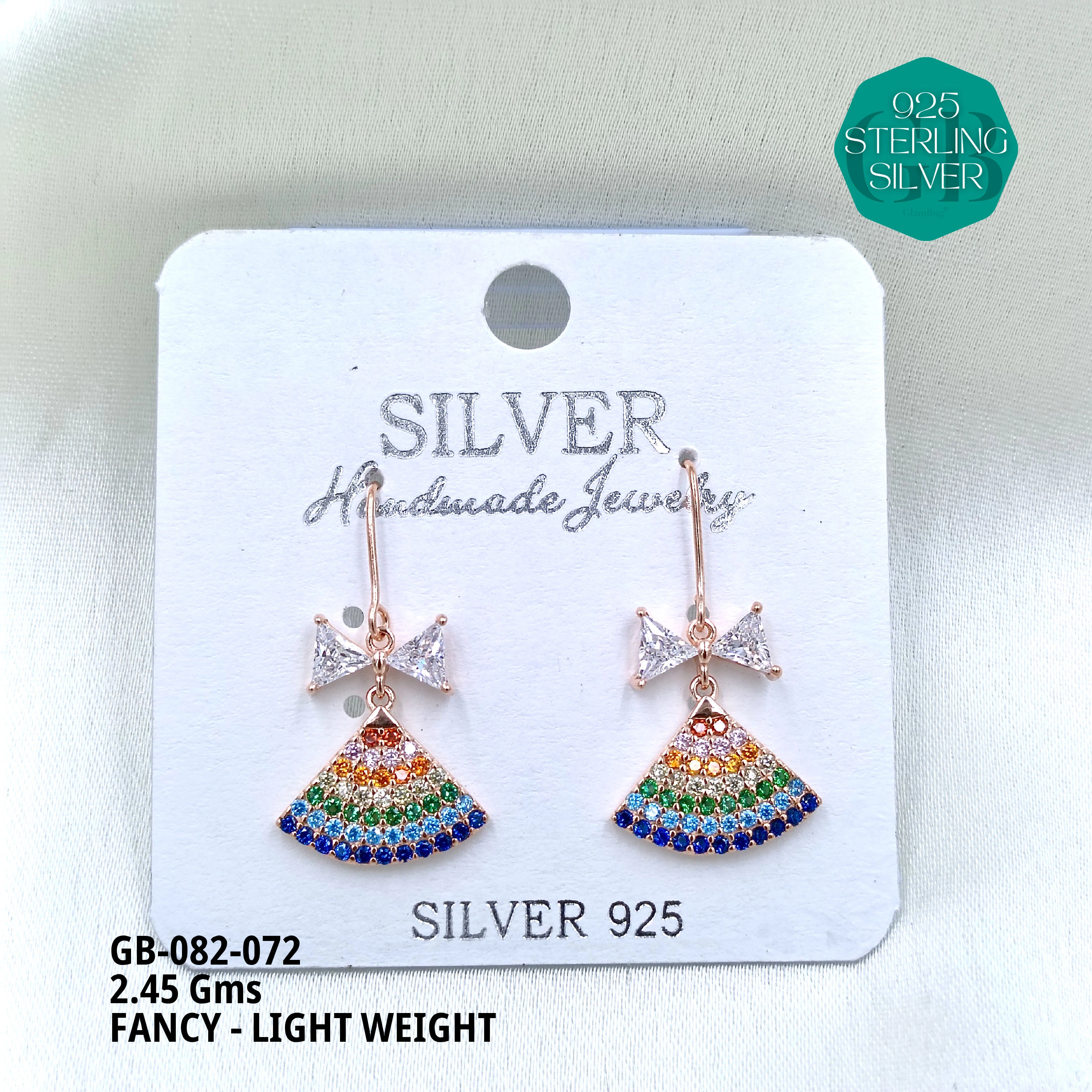 FANCY EARRINGS LIGHT WEIGHT - Premium 925 Silver Jewellery - SKU: GB-082-072 - Hyderabad Silver Importers