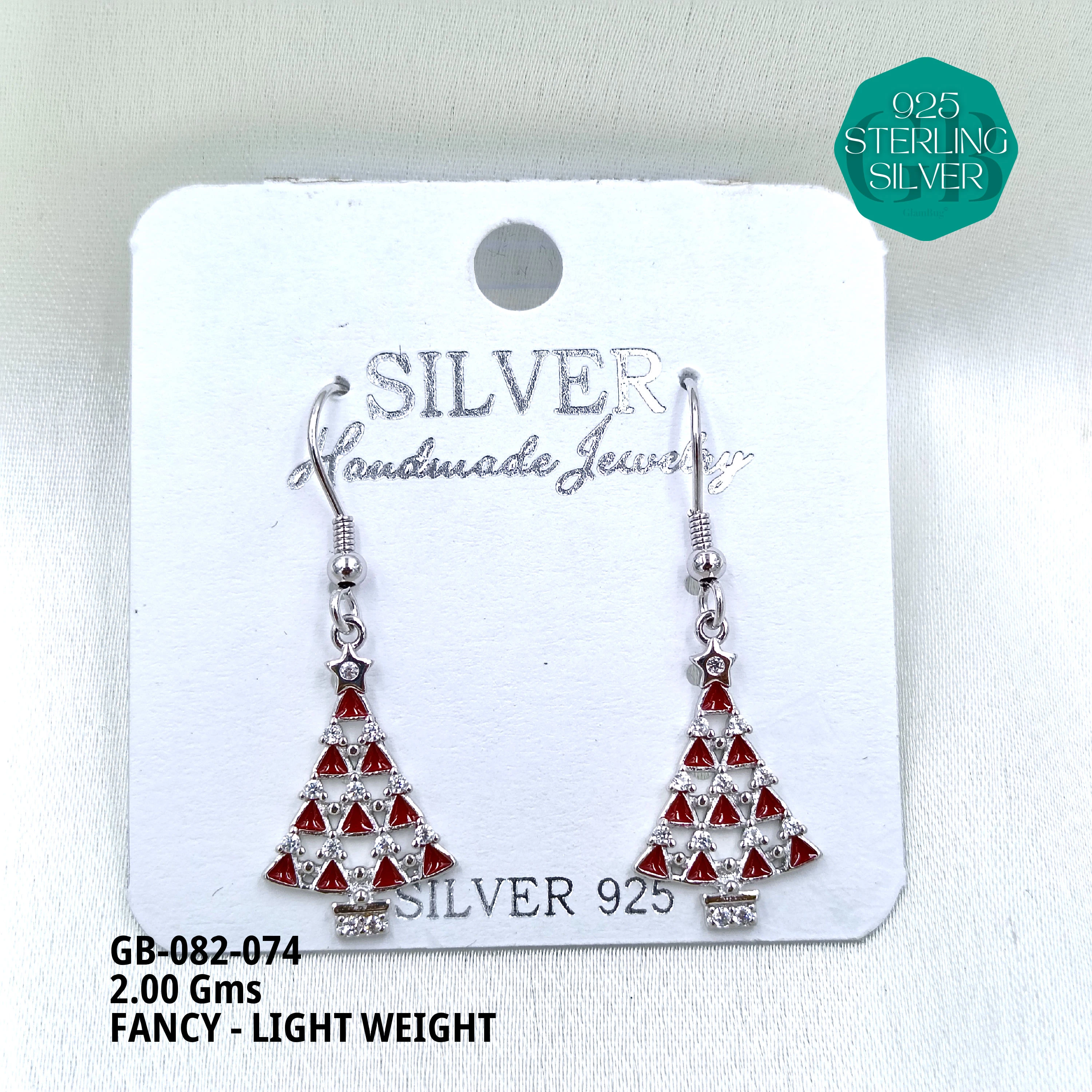 FANCY EARRINGS LIGHT WEIGHT - Premium 925 Silver Jewellery - SKU: GB-082-074 - Hyderabad Silver Importers