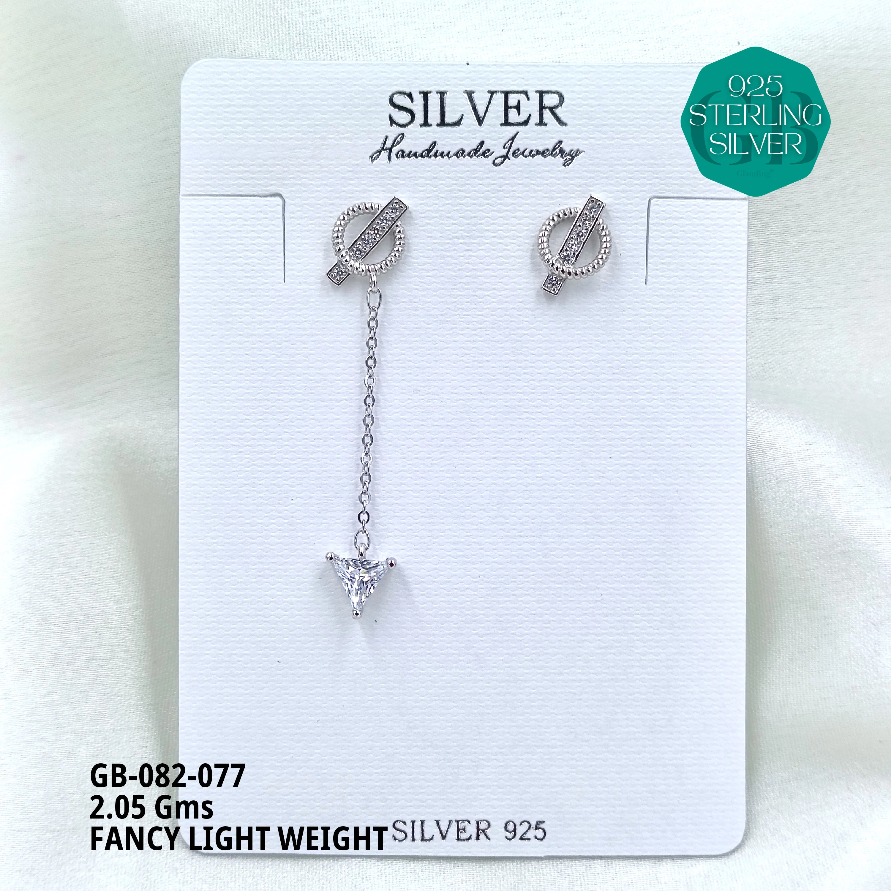 FANCY EARRINGS LIGHT WEIGHT - Premium 925 Silver Jewellery - SKU: GB-082-077 - Hyderabad Silver Importers