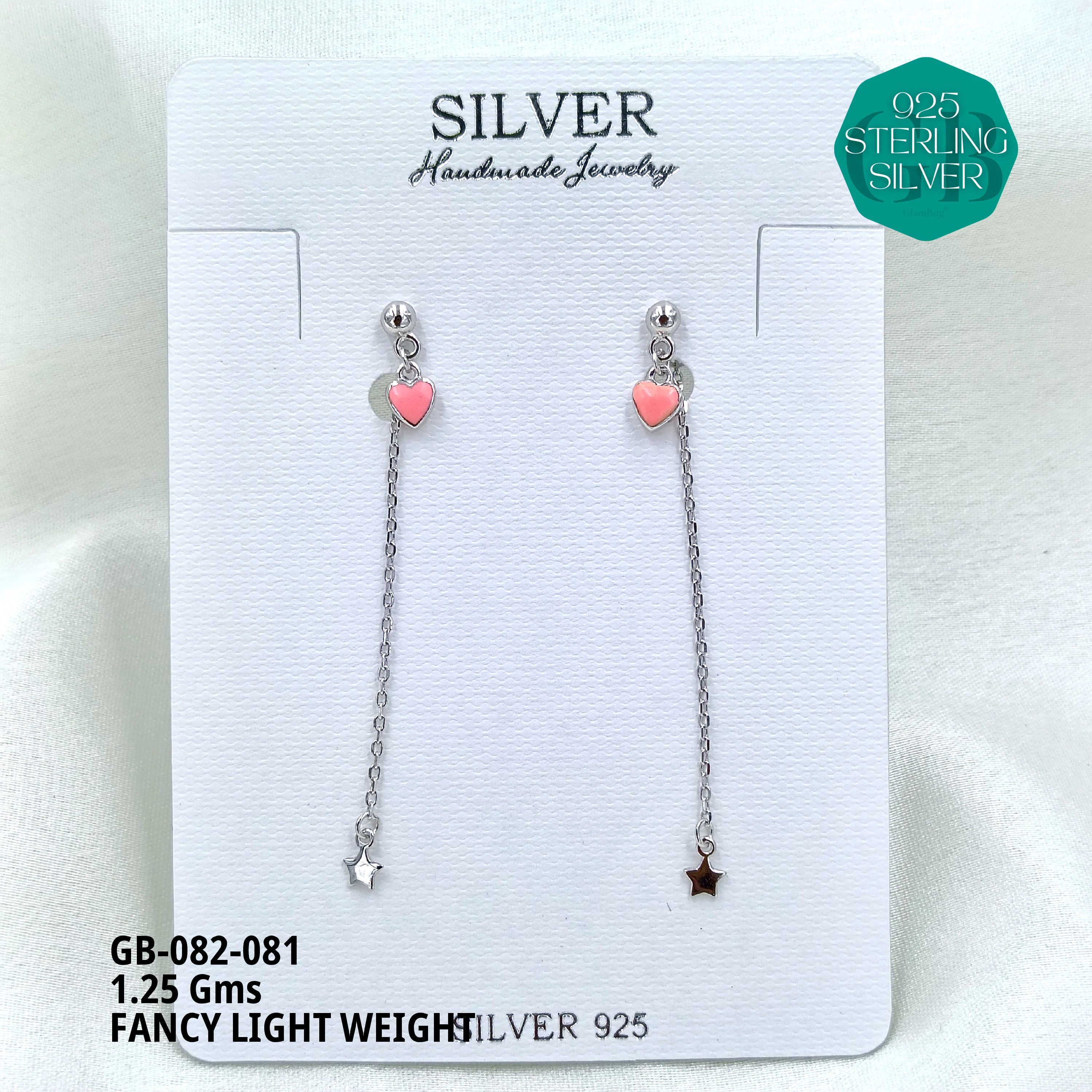 FANCY EARRINGS LIGHT WEIGHT - Premium 925 Silver Jewellery - SKU: GB-082-081 - Hyderabad Silver Importers