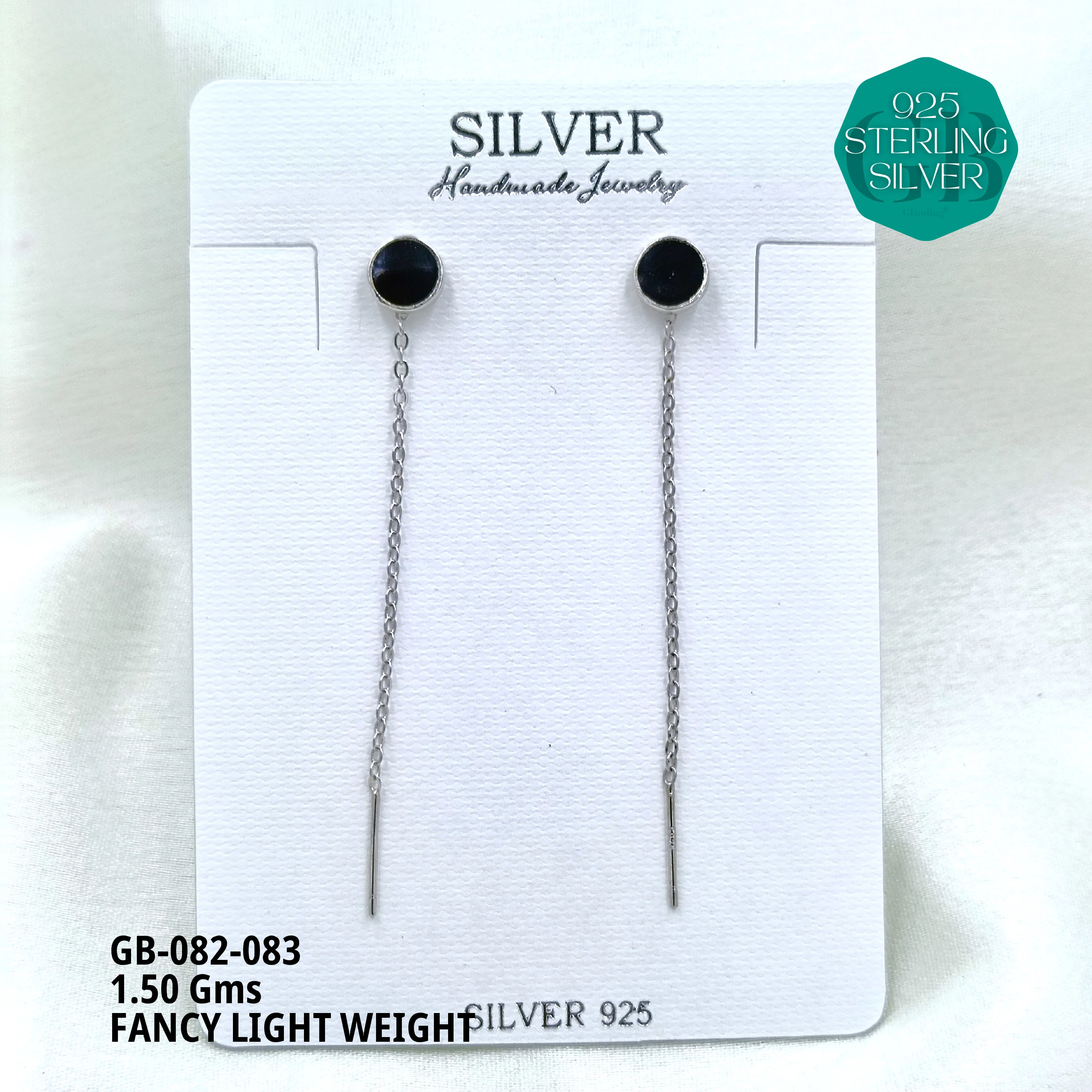 FANCY EARRINGS LIGHT WEIGHT - Premium 925 Silver Jewellery - SKU: GB-082-083 - Hyderabad Silver Importers