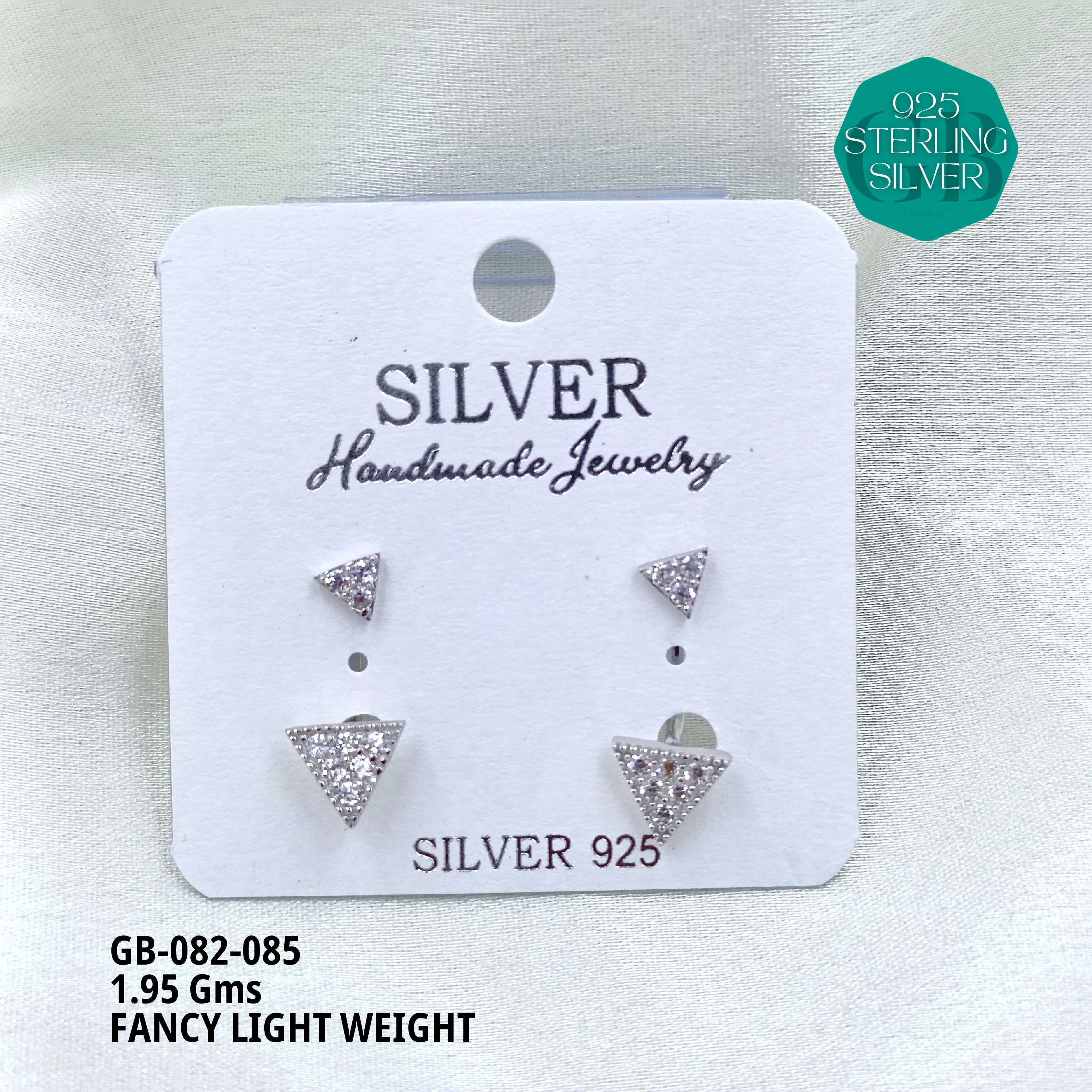FANCY EARRINGS LIGHT WEIGHT - Premium 925 Silver Jewellery - SKU: GB-082-085 - Hyderabad Silver Importers