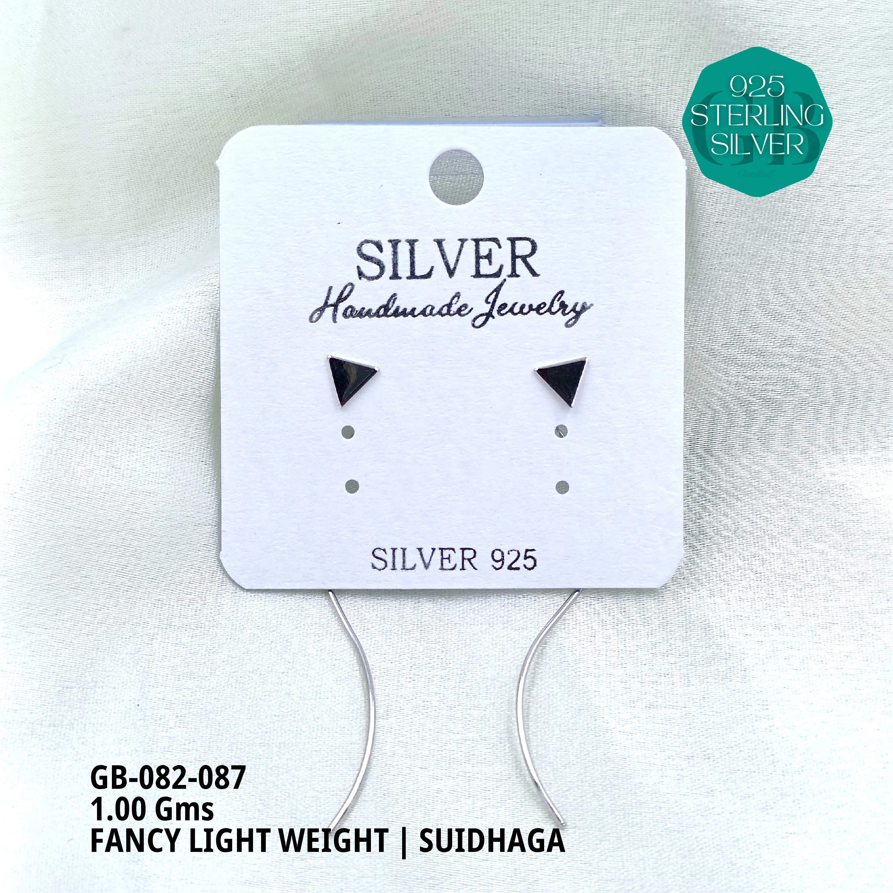 FANCY EARRINGS LIGHT WEIGHT - Premium 925 Silver Jewellery - SKU: GB-082-087 - Hyderabad Silver Importers