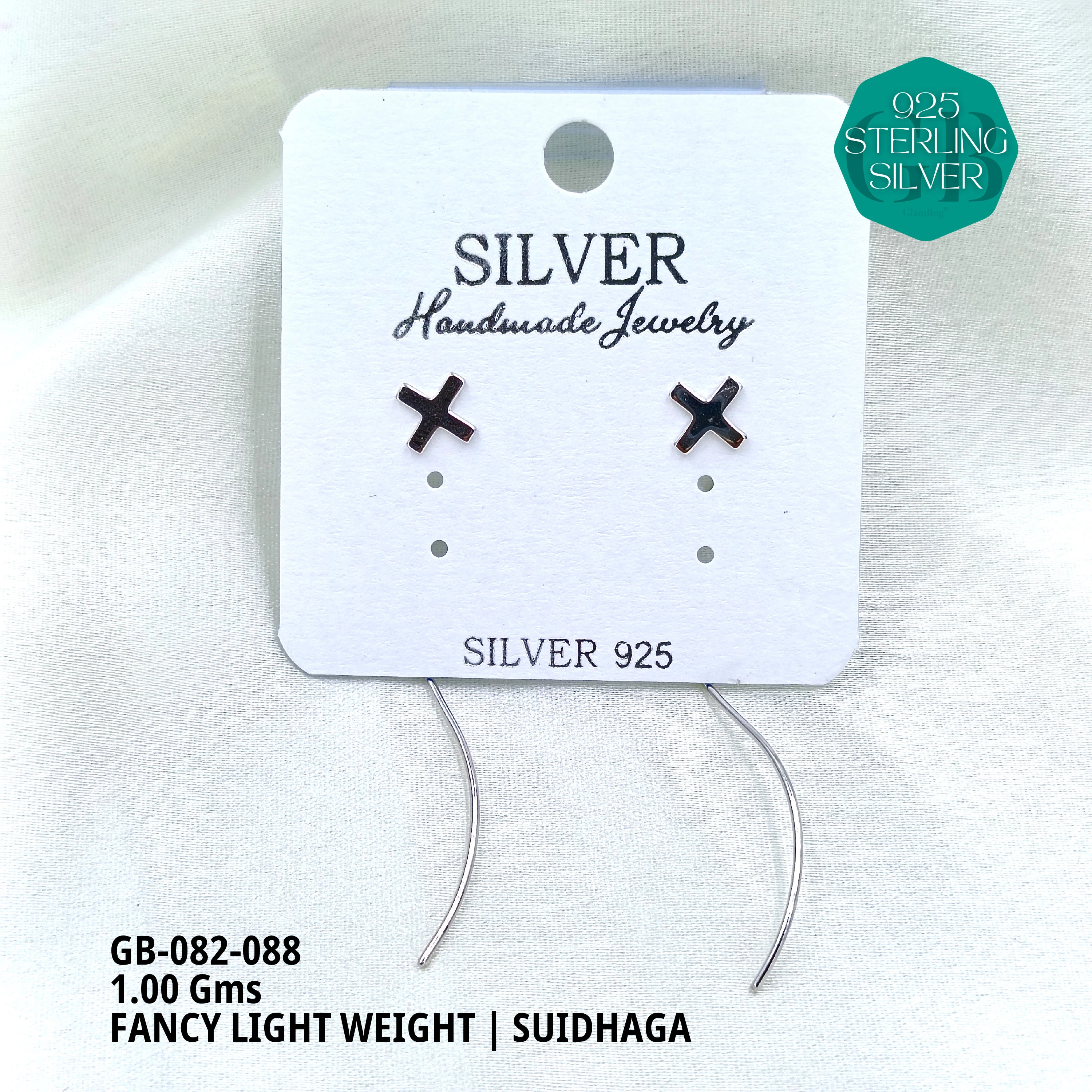 FANCY EARRINGS LIGHT WEIGHT - Premium 925 Silver Jewellery - SKU: GB-082-088 - Hyderabad Silver Importers