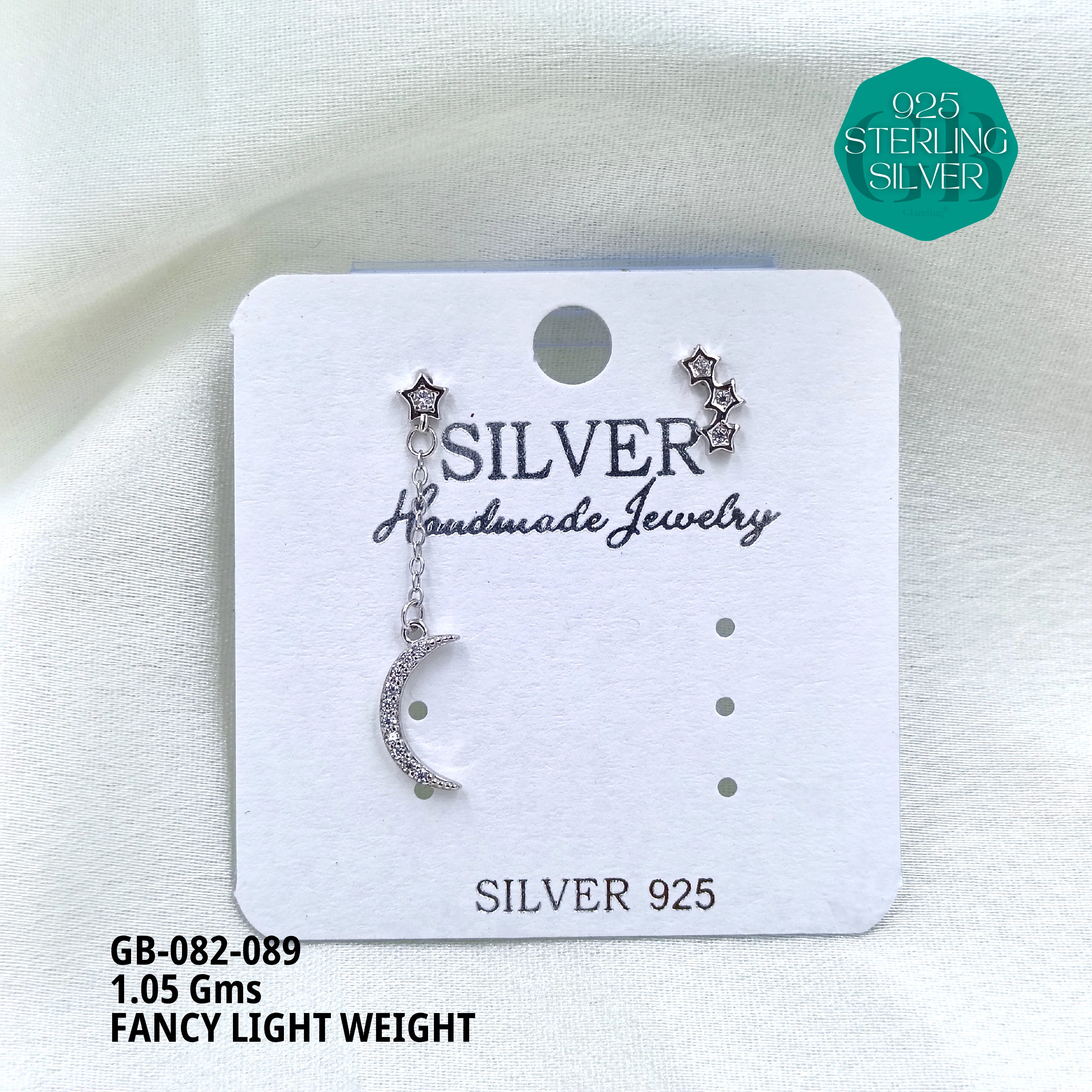 FANCY EARRINGS LIGHT WEIGHT - Premium 925 Silver Jewellery - SKU: GB-082-089 - Hyderabad Silver Importers