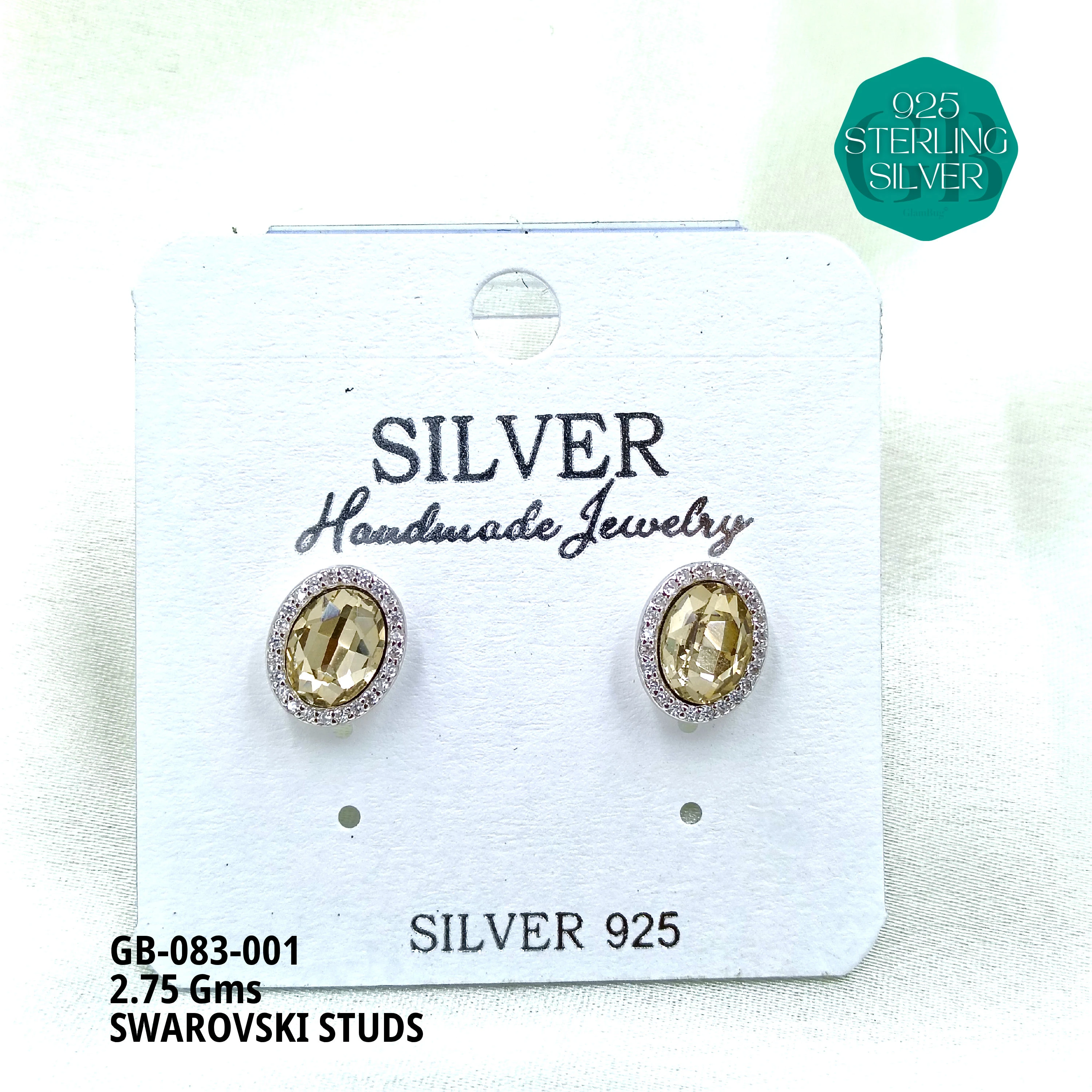 SWAROVSKI STUDS - Premium 925 Silver Jewellery - SKU: GB-083-001 - Hyderabad Silver Importers