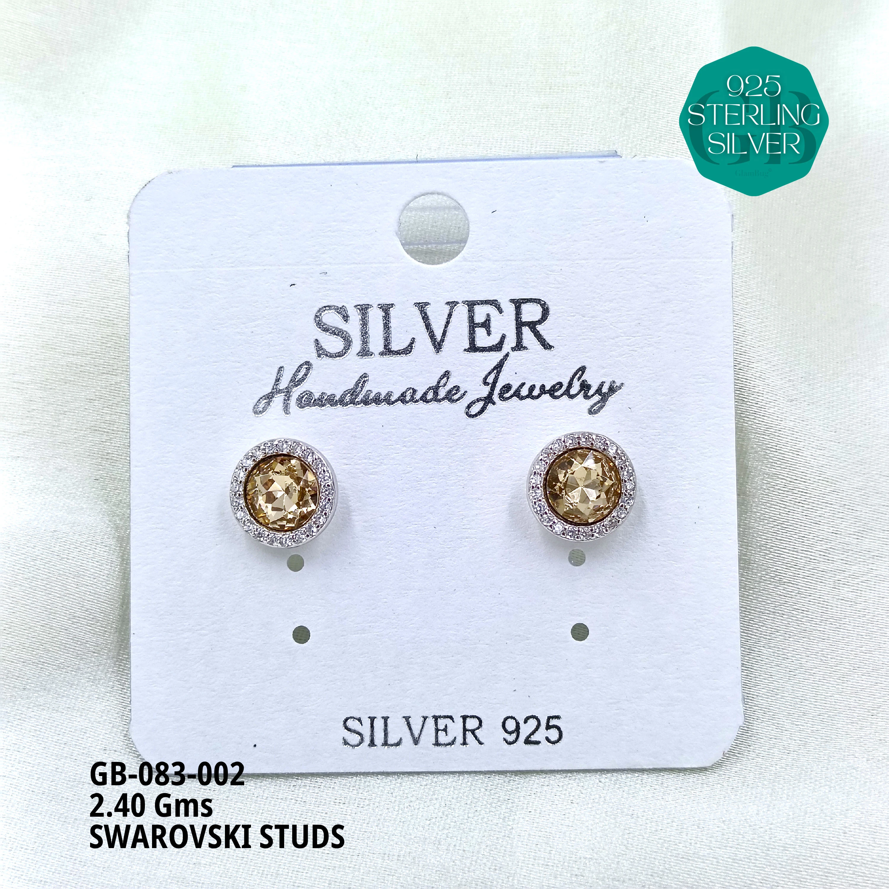SWAROVSKI STUDS - Premium 925 Silver Jewellery - SKU: GB-083-002 - Hyderabad Silver Importers