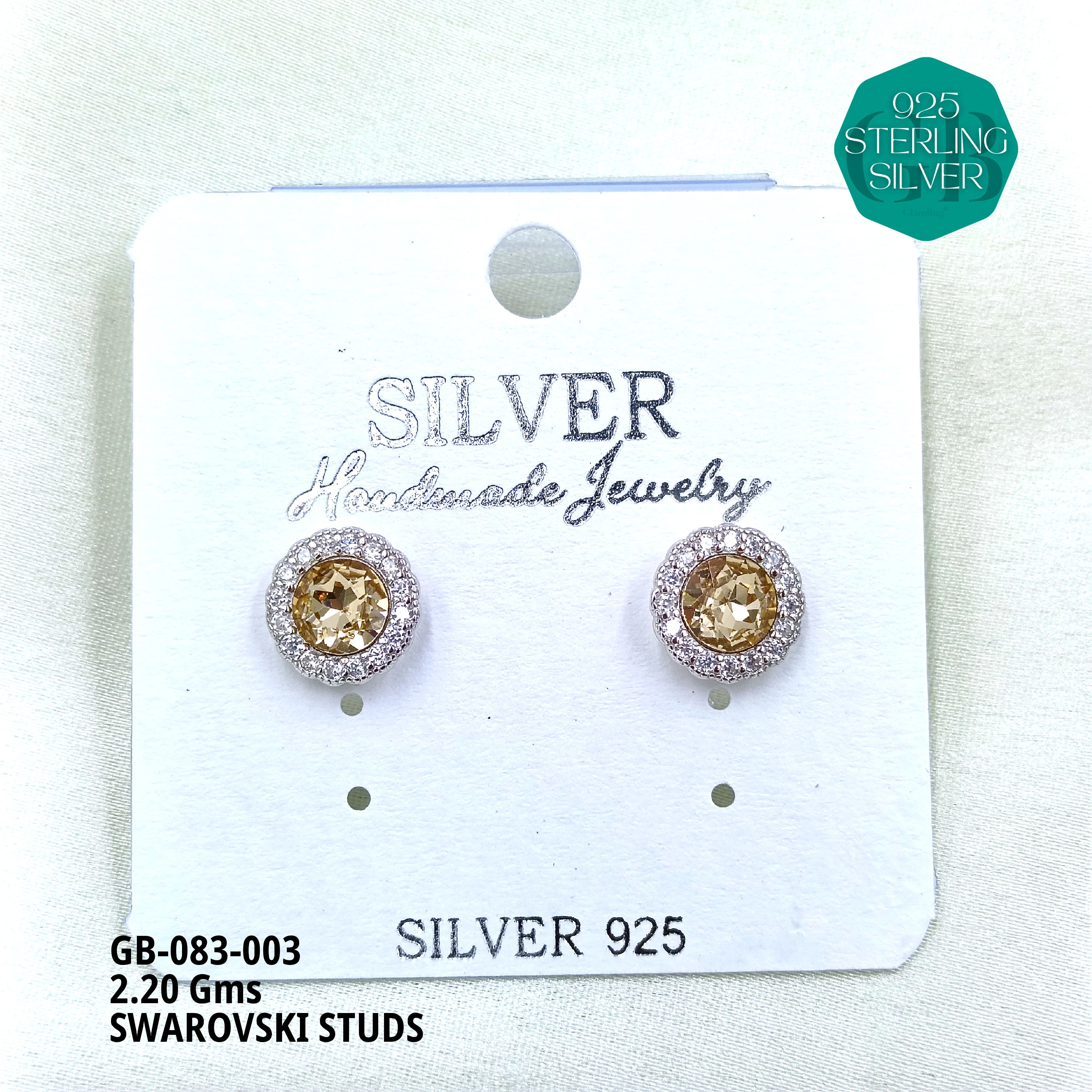 SWAROVSKI STUDS - Premium 925 Silver Jewellery - SKU: GB-083-003 - Hyderabad Silver Importers