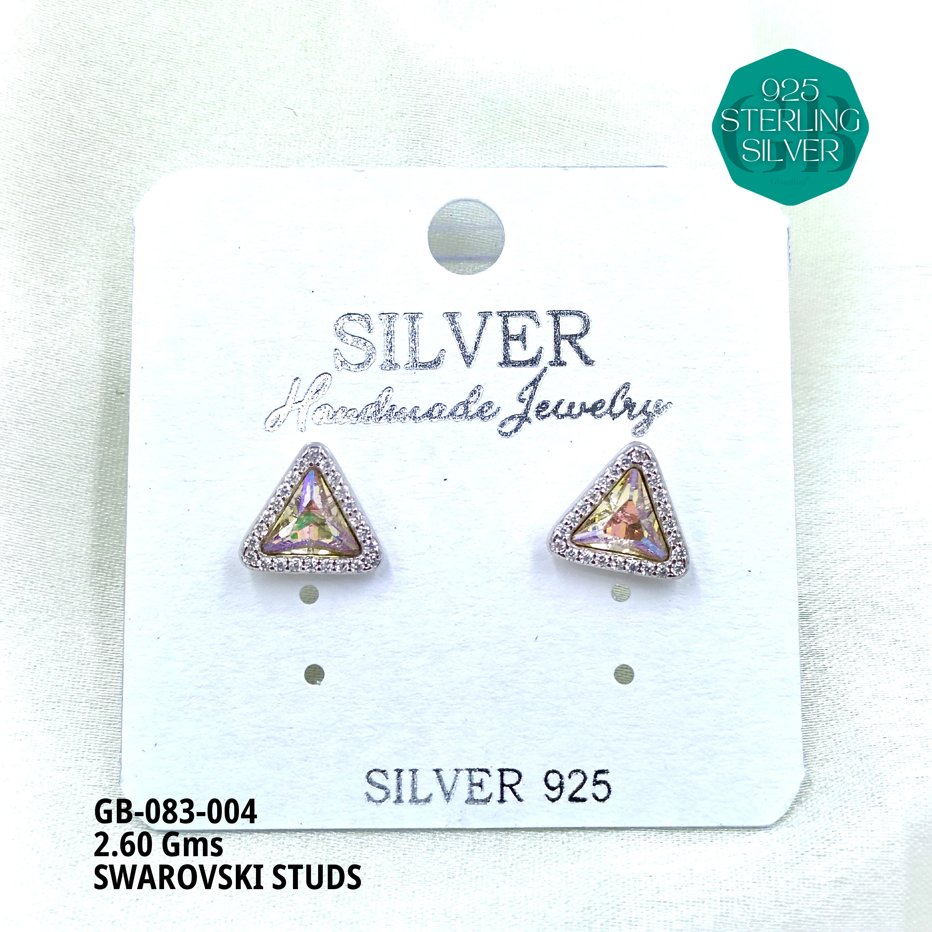 SWAROVSKI STUDS - Premium 925 Silver Jewellery - SKU: GB-083-004 - Hyderabad Silver Importers