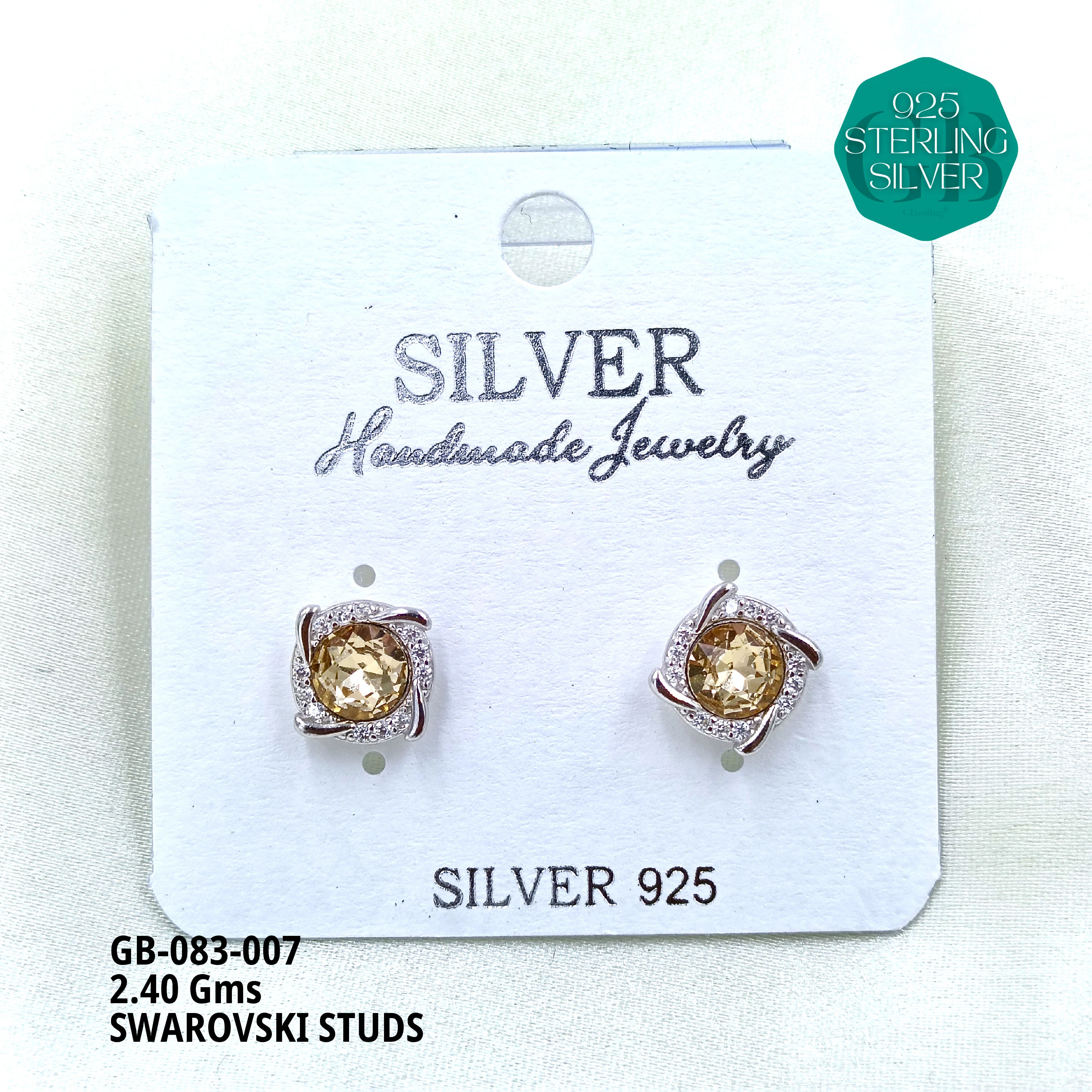 SWAROVSKI STUDS - Premium 925 Silver Jewellery - SKU: GB-083-007 - Hyderabad Silver Importers