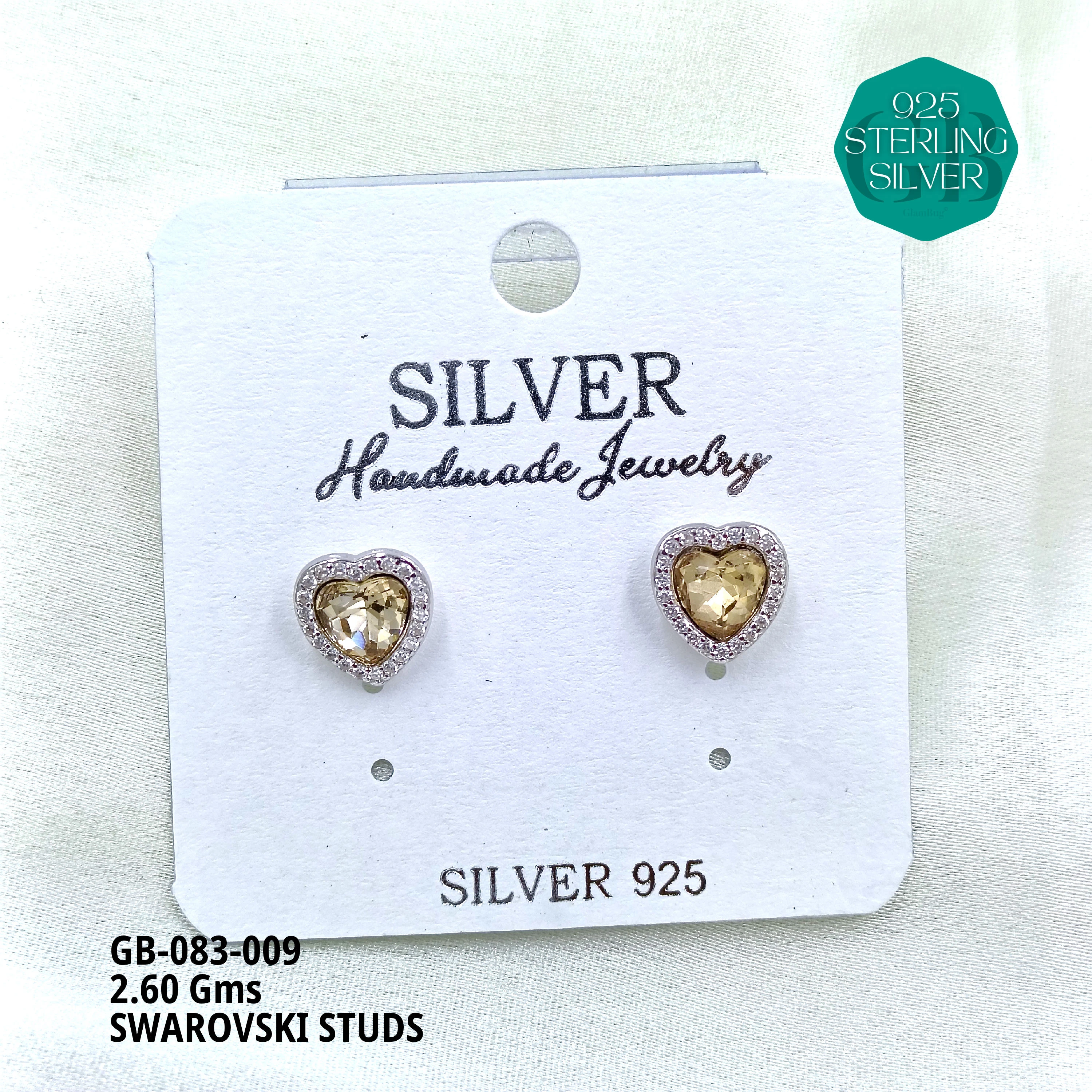 SWAROVSKI STUDS - Premium 925 Silver Jewellery - SKU: GB-083-009 - Hyderabad Silver Importers