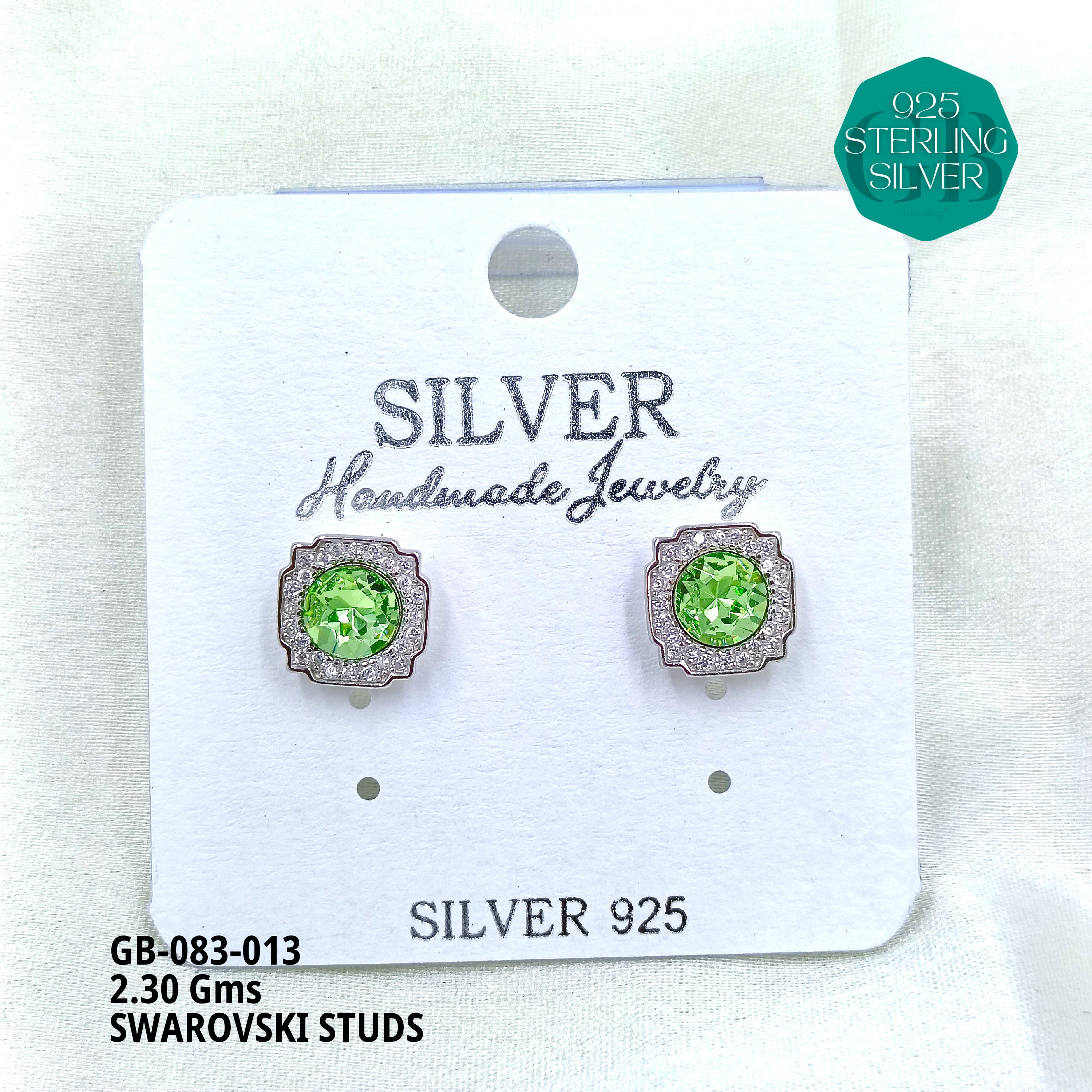 SWAROVSKI STUDS - Premium 925 Silver Jewellery - SKU: GB-083-013 - Hyderabad Silver Importers