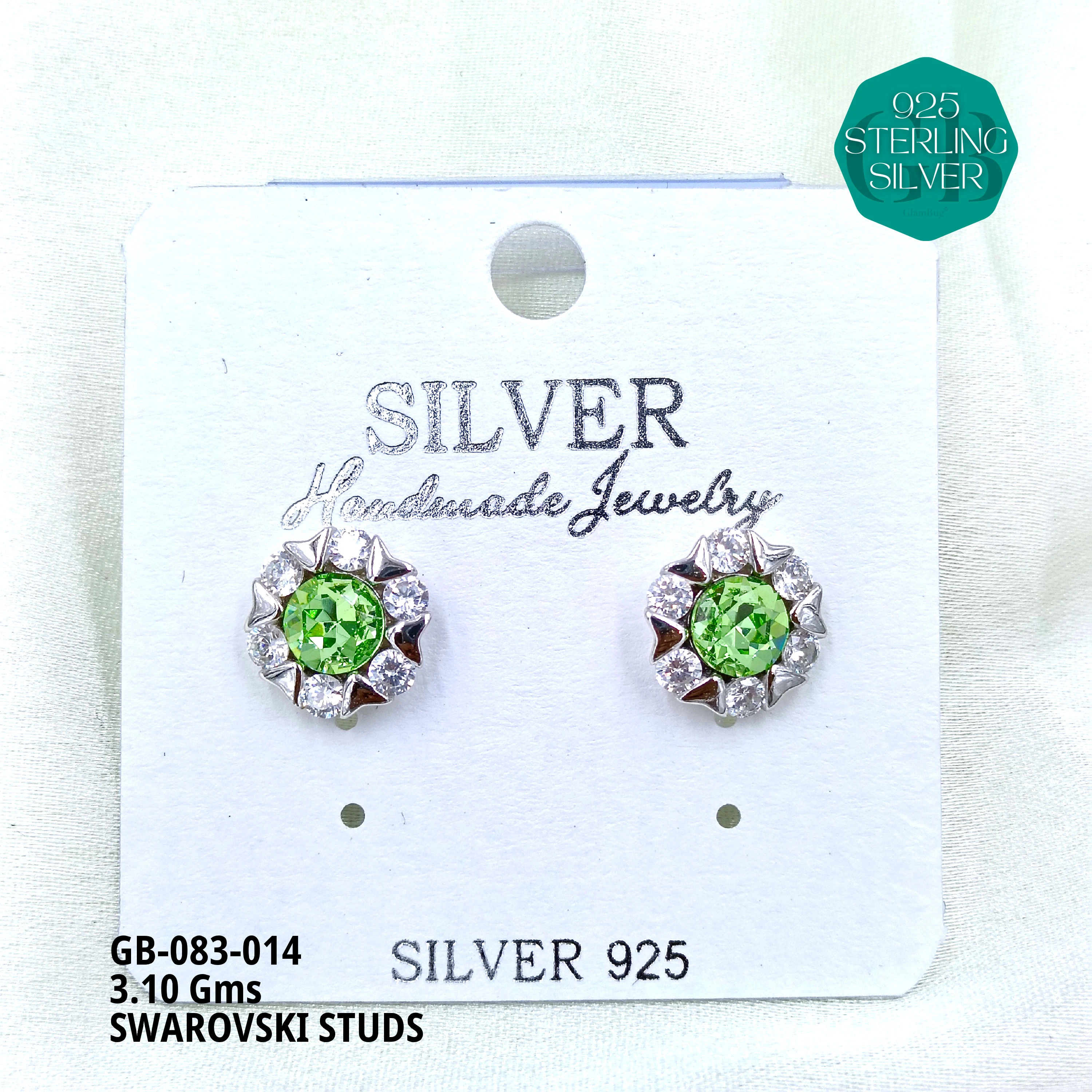 SWAROVSKI STUDS - Premium 925 Silver Jewellery - SKU: GB-083-014 - Hyderabad Silver Importers