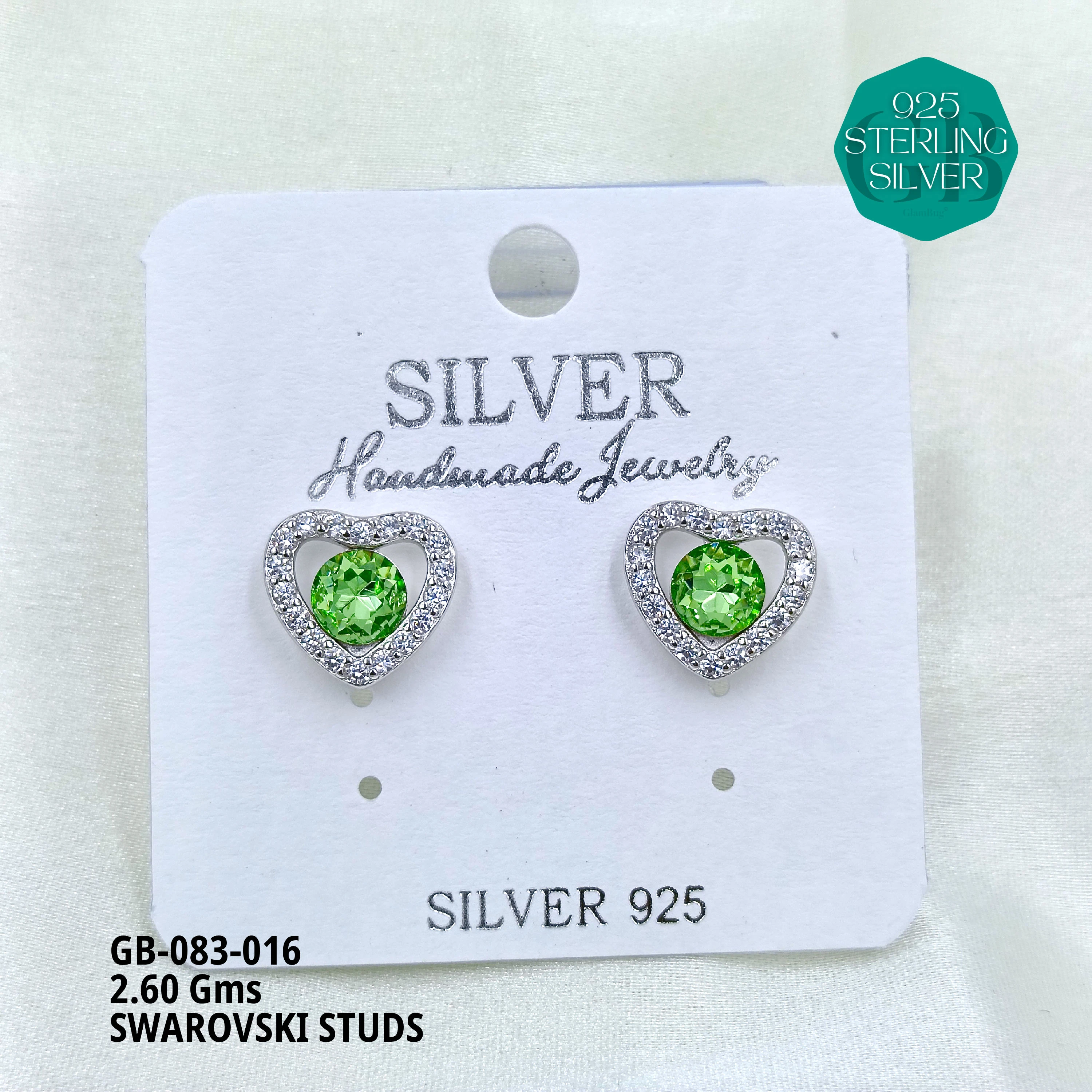 SWAROVSKI STUDS - Premium 925 Silver Jewellery - SKU: GB-083-016 - Hyderabad Silver Importers