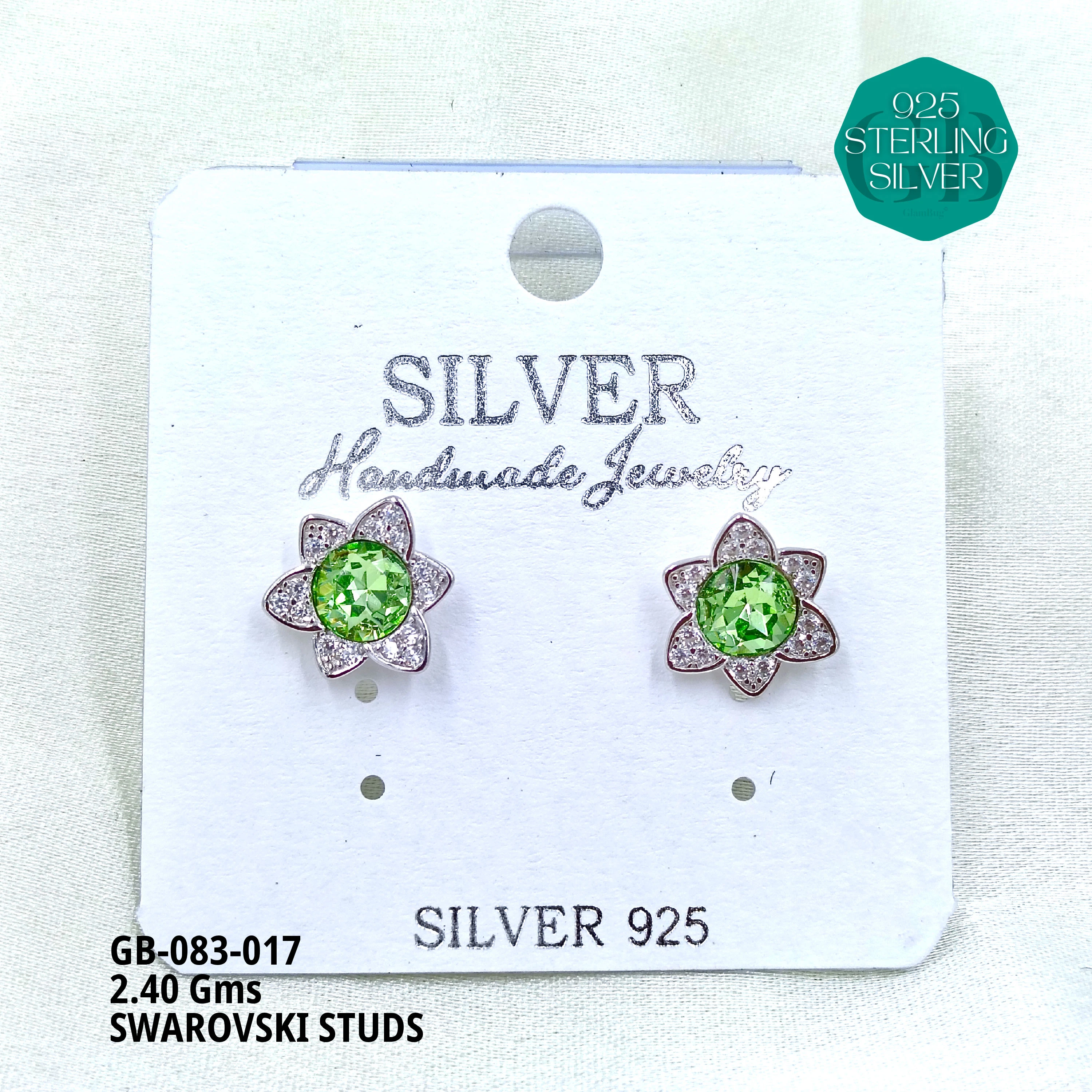 SWAROVSKI STUDS - Premium 925 Silver Jewellery - SKU: GB-083-017 - Hyderabad Silver Importers