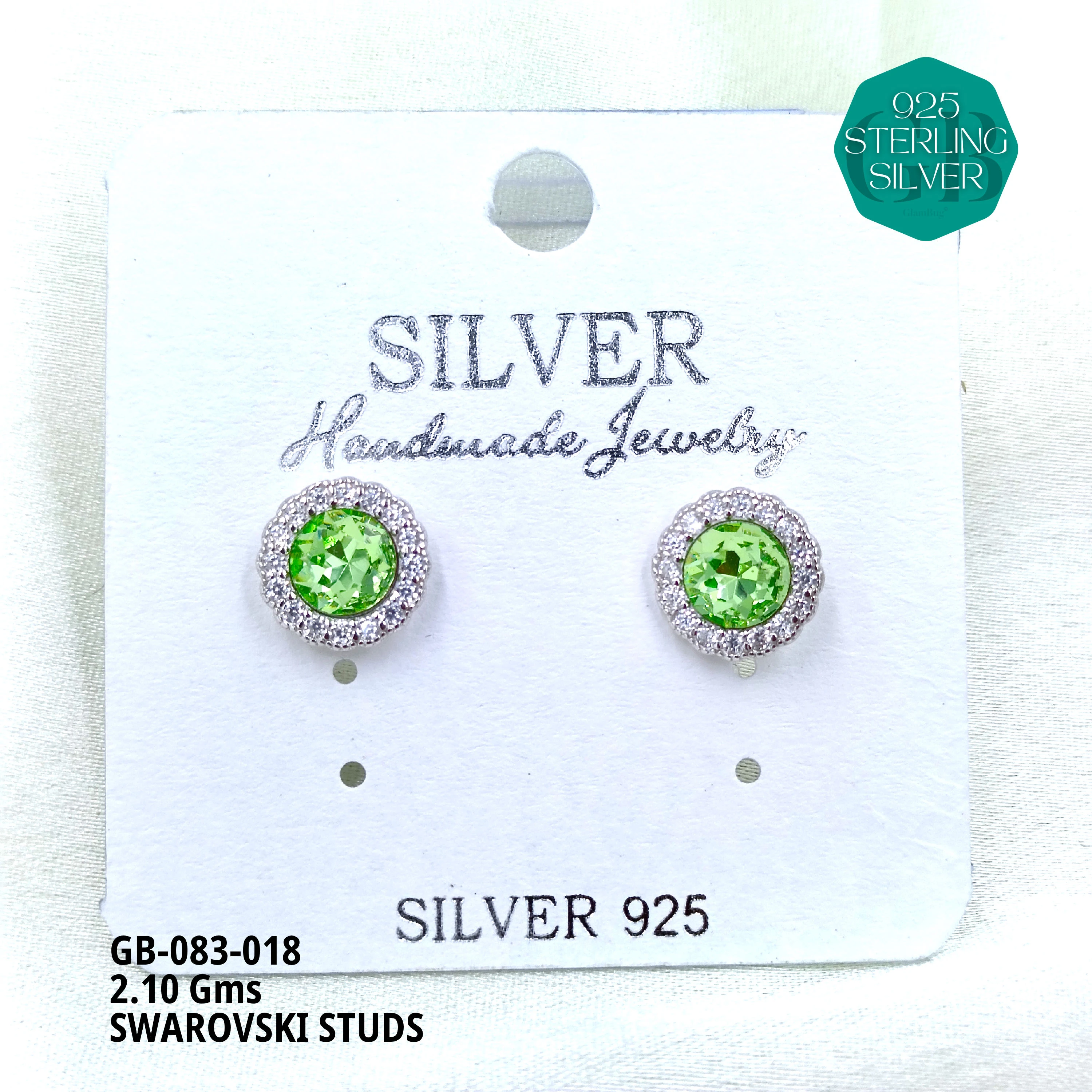 SWAROVSKI STUDS - Premium 925 Silver Jewellery - SKU: GB-083-018 - Hyderabad Silver Importers