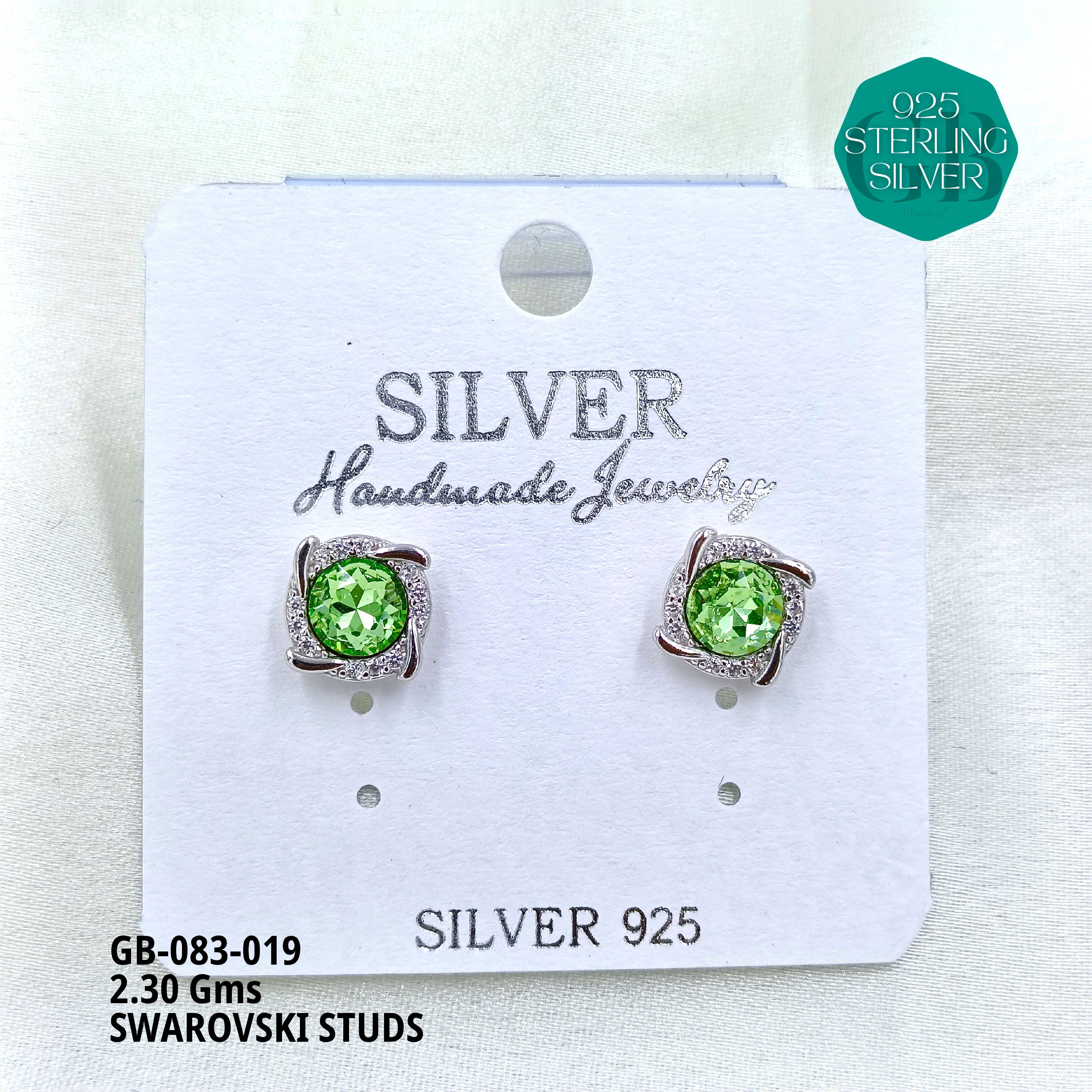SWAROVSKI STUDS - Premium 925 Silver Jewellery - SKU: GB-083-019 - Hyderabad Silver Importers