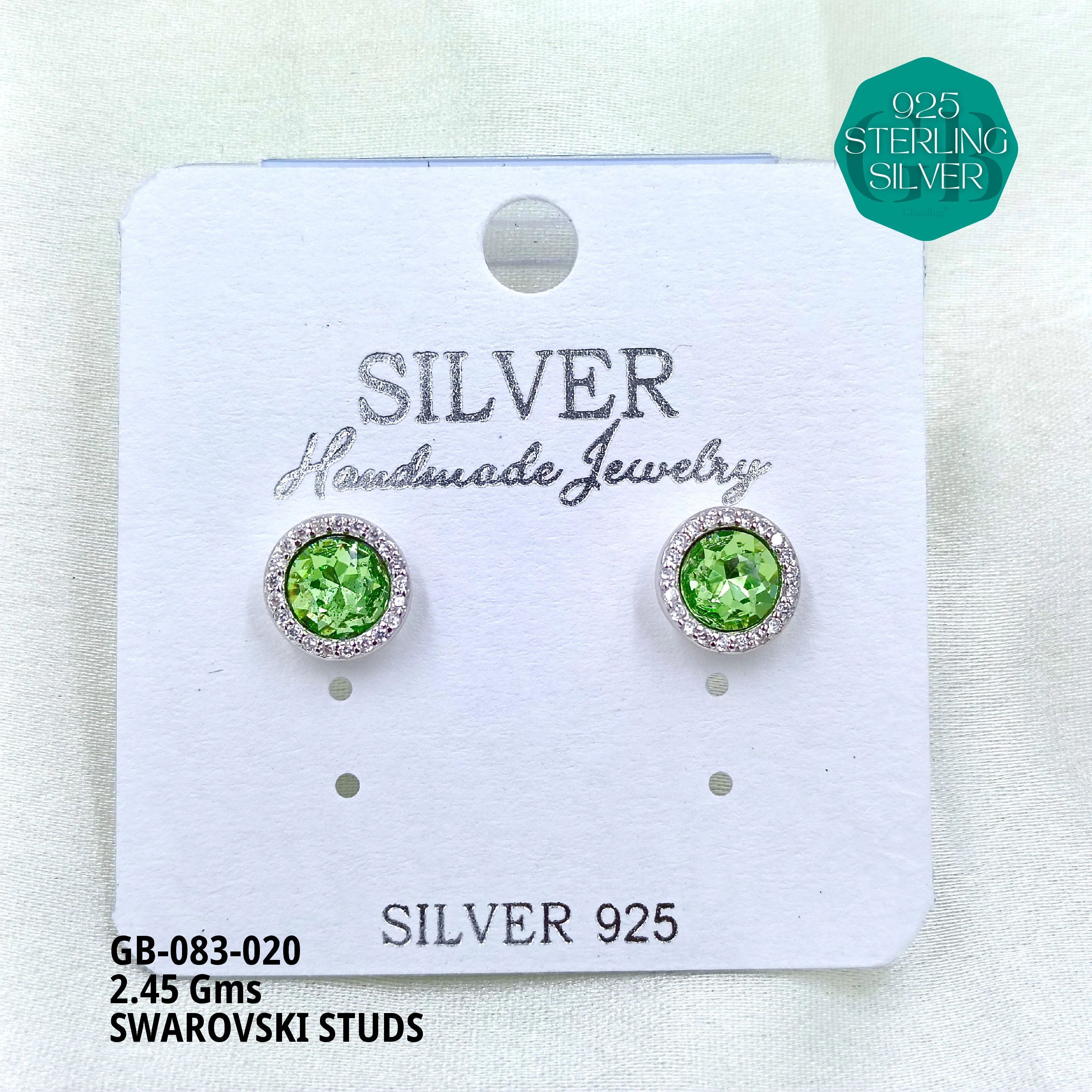 SWAROVSKI STUDS - Premium 925 Silver Jewellery - SKU: GB-083-020 - Hyderabad Silver Importers