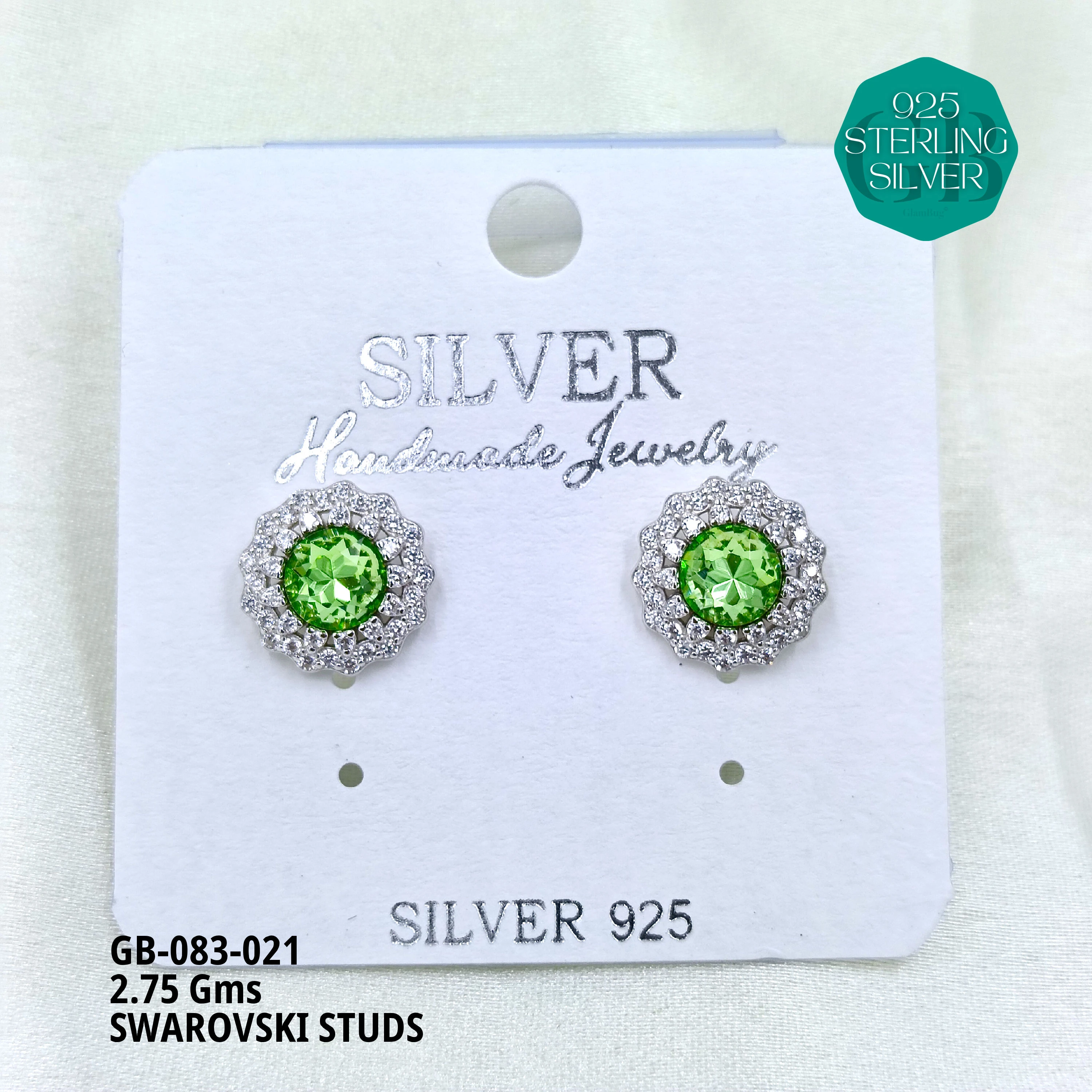 SWAROVSKI STUDS - Premium 925 Silver Jewellery - SKU: GB-083-021 - Hyderabad Silver Importers