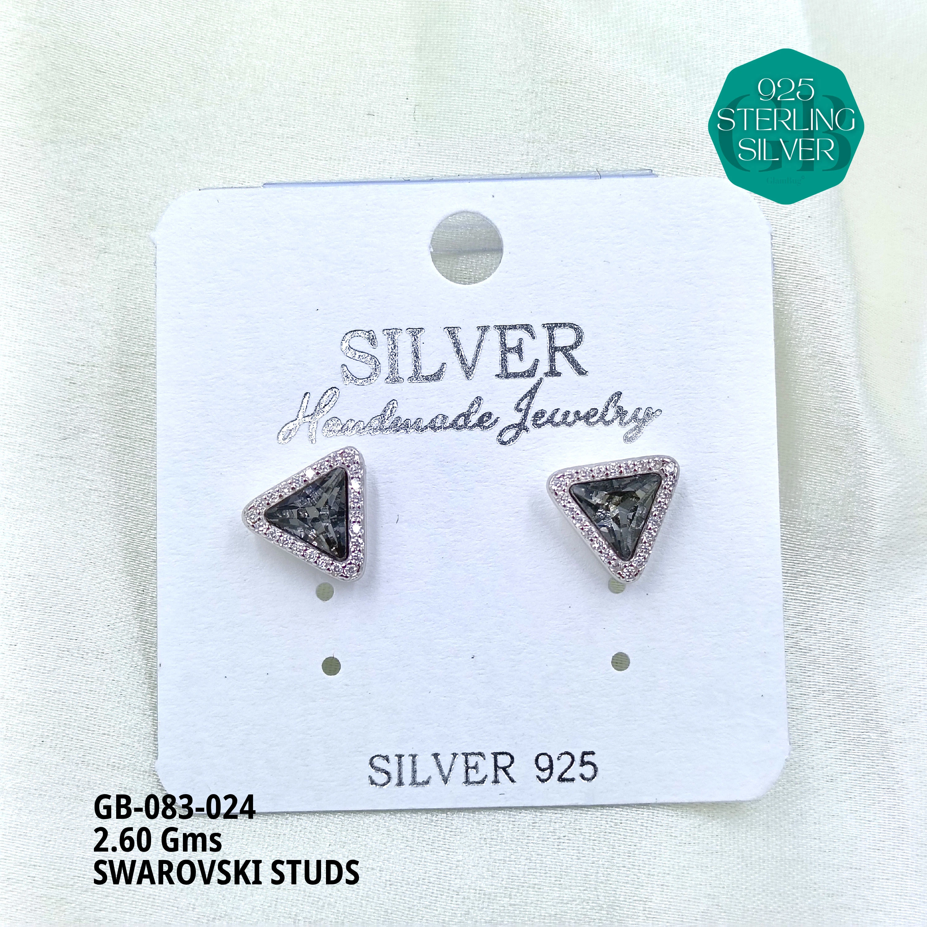 SWAROVSKI STUDS - Premium 925 Silver Jewellery - SKU: GB-083-024 - Hyderabad Silver Importers