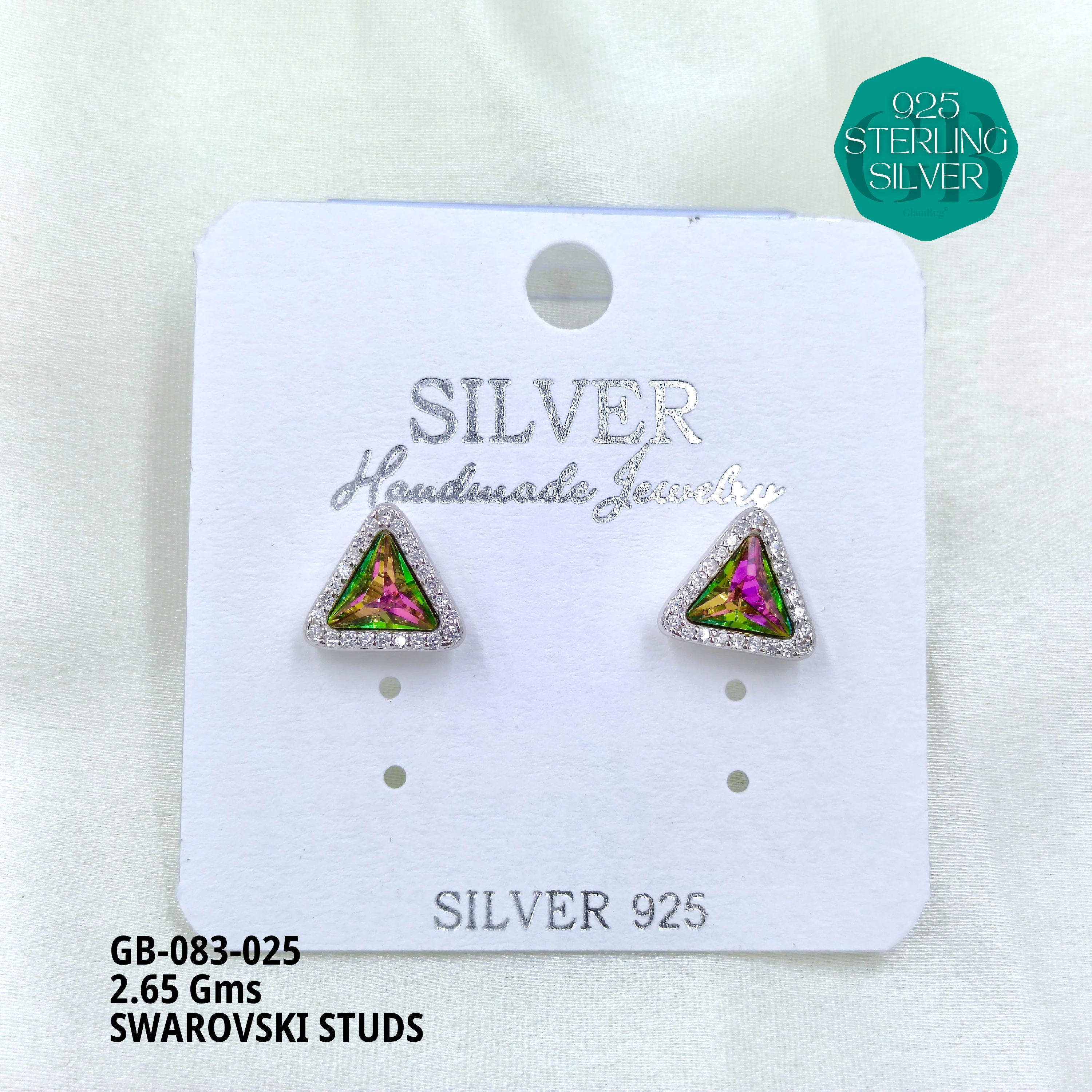 SWAROVSKI STUDS - Premium 925 Silver Jewellery - SKU: GB-083-025 - Hyderabad Silver Importers