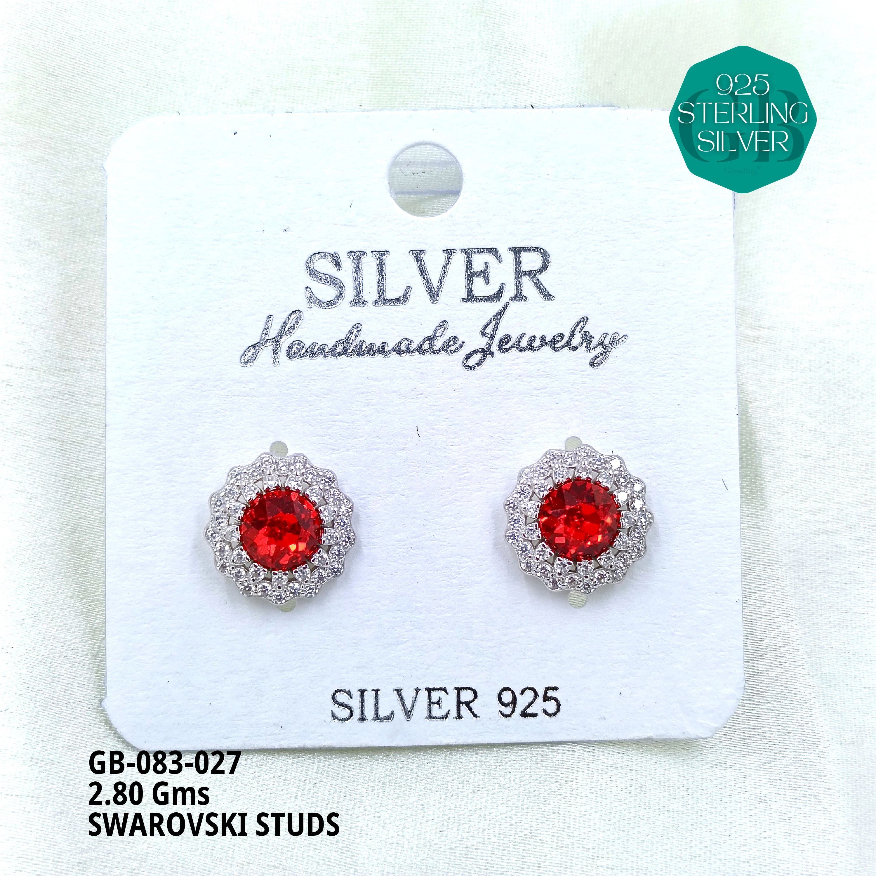 SWAROVSKI STUDS - Premium 925 Silver Jewellery - SKU: GB-083-027 - Hyderabad Silver Importers