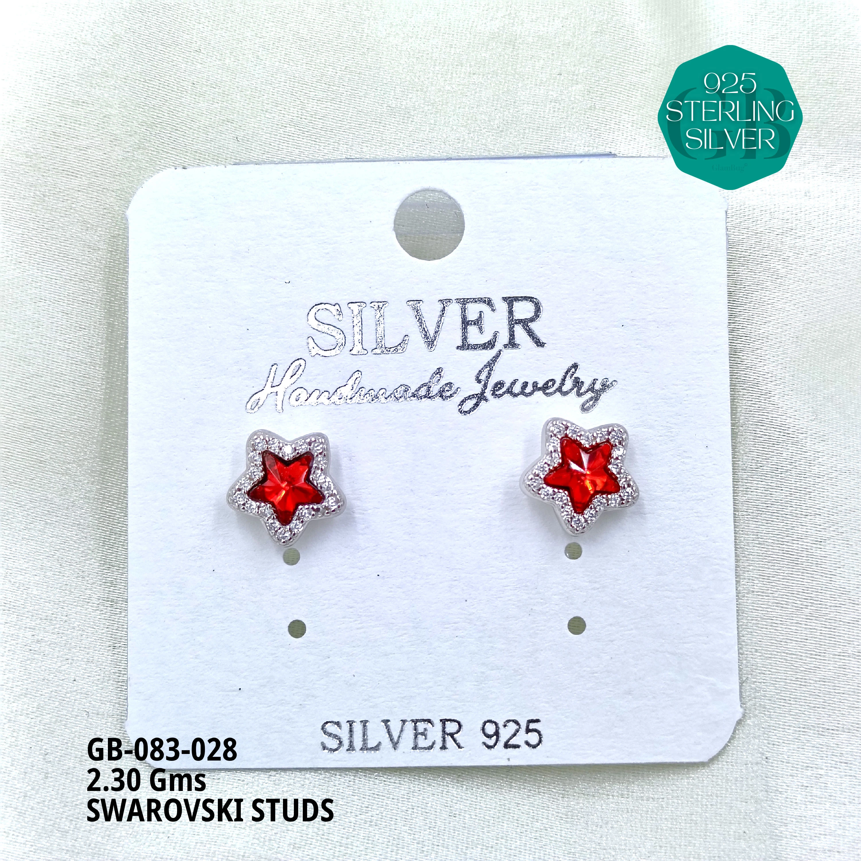 SWAROVSKI STUDS - Premium 925 Silver Jewellery - SKU: GB-083-028 - Hyderabad Silver Importers