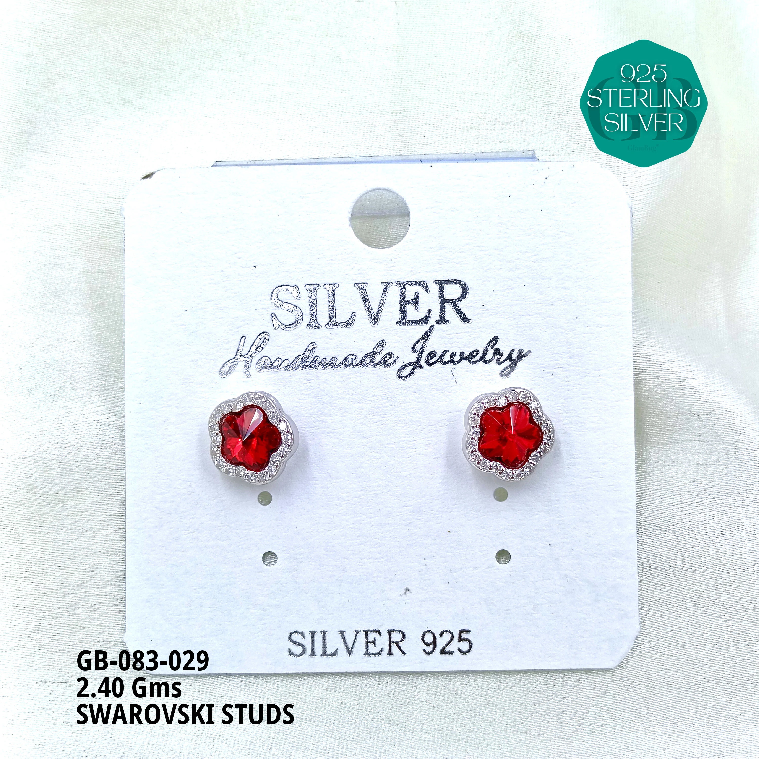 SWAROVSKI STUDS - Premium 925 Silver Jewellery - SKU: GB-083-029 - Hyderabad Silver Importers