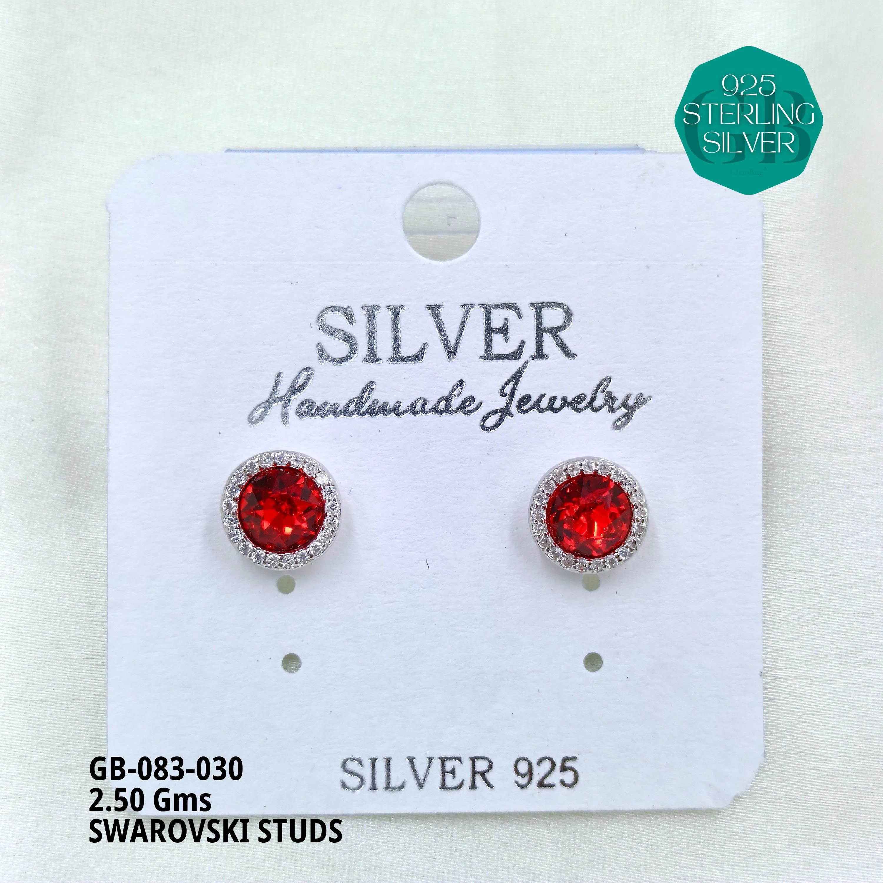 SWAROVSKI STUDS - Premium 925 Silver Jewellery - SKU: GB-083-030 - Hyderabad Silver Importers