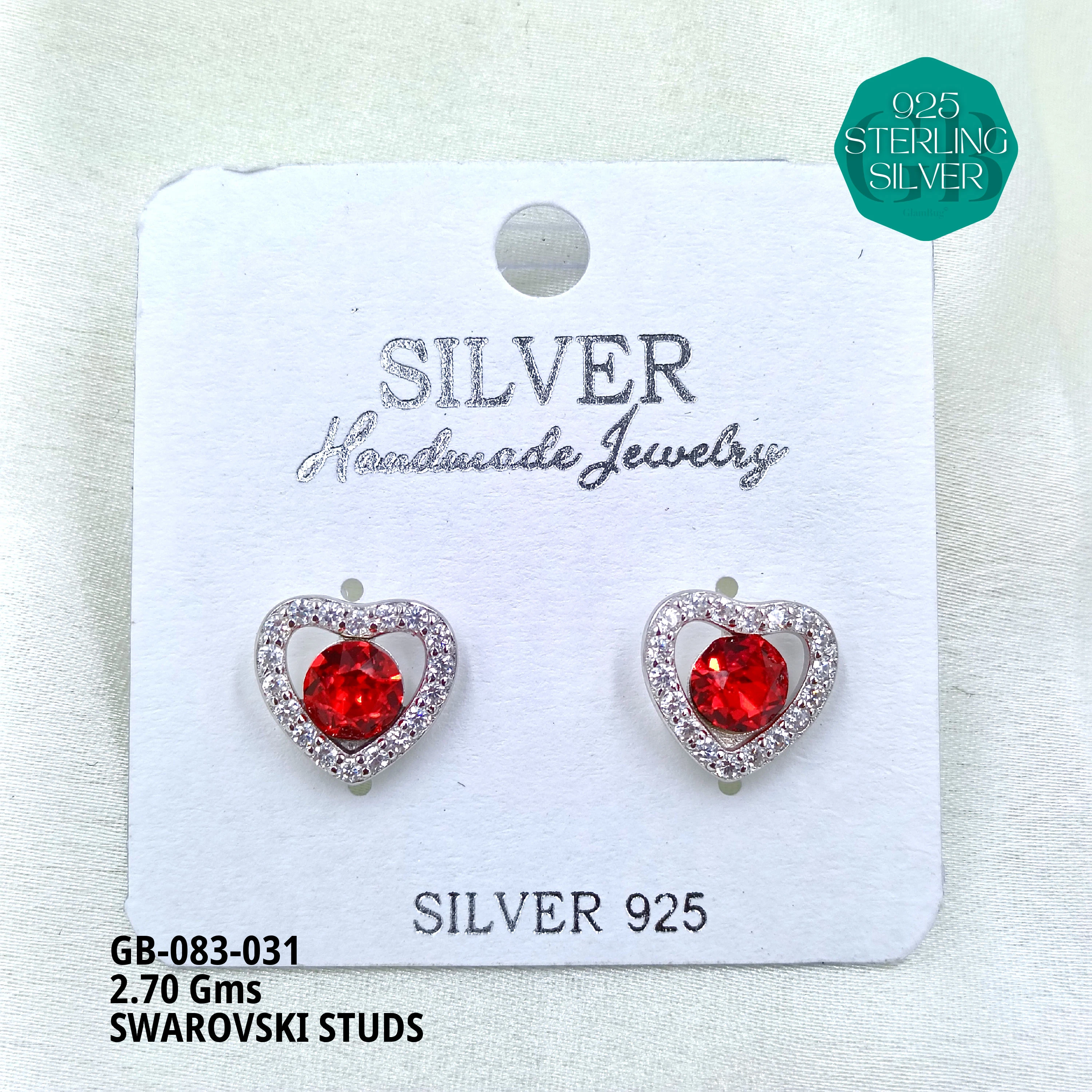 SWAROVSKI STUDS - Premium 925 Silver Jewellery - SKU: GB-083-031 - Hyderabad Silver Importers