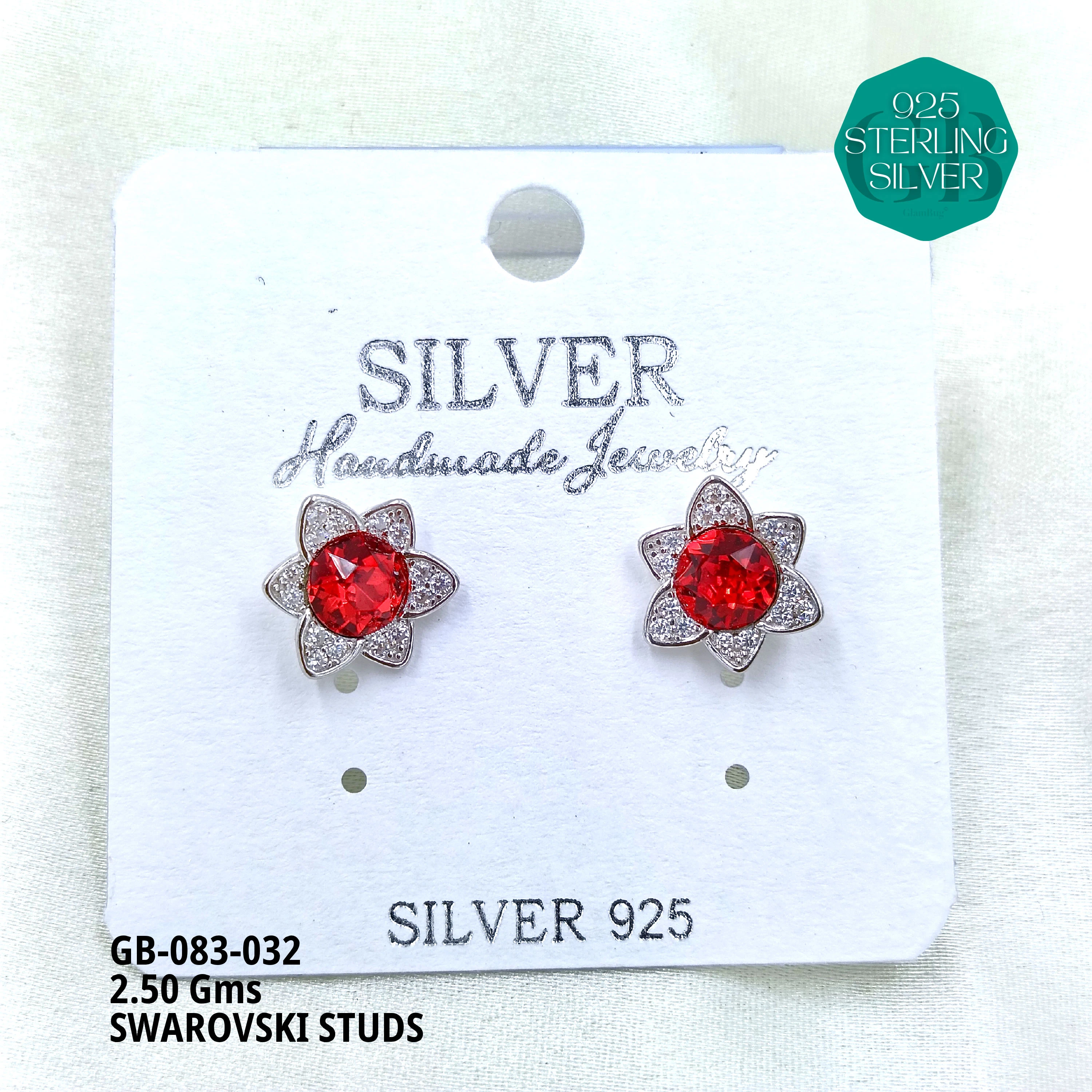 SWAROVSKI STUDS - Premium 925 Silver Jewellery - SKU: GB-083-032 - Hyderabad Silver Importers