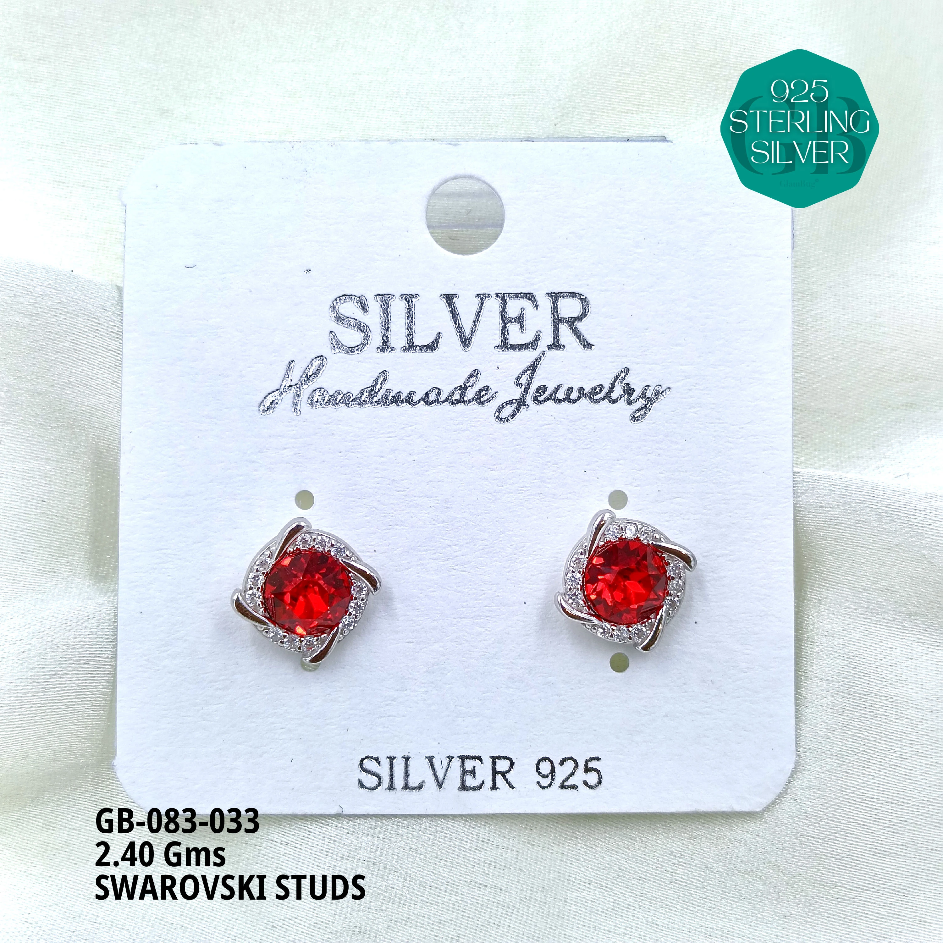SWAROVSKI STUDS - Premium 925 Silver Jewellery - SKU: GB-083-033 - Hyderabad Silver Importers