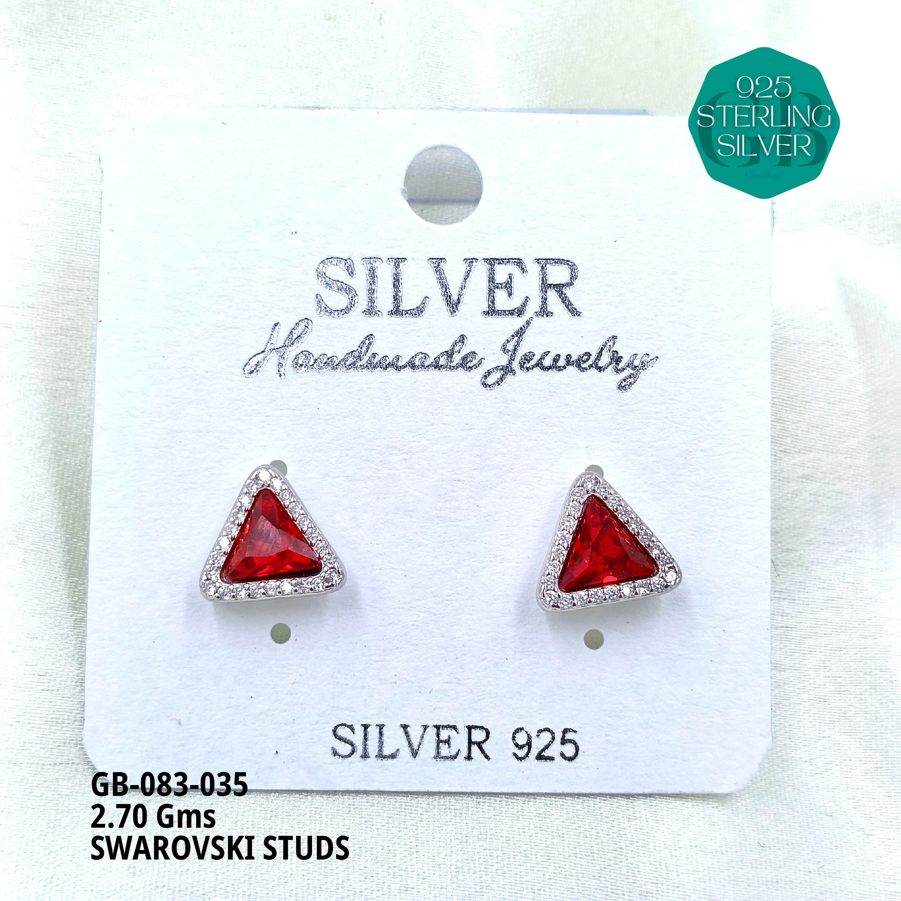 SWAROVSKI STUDS - Premium 925 Silver Jewellery - SKU: GB-083-035 - Hyderabad Silver Importers