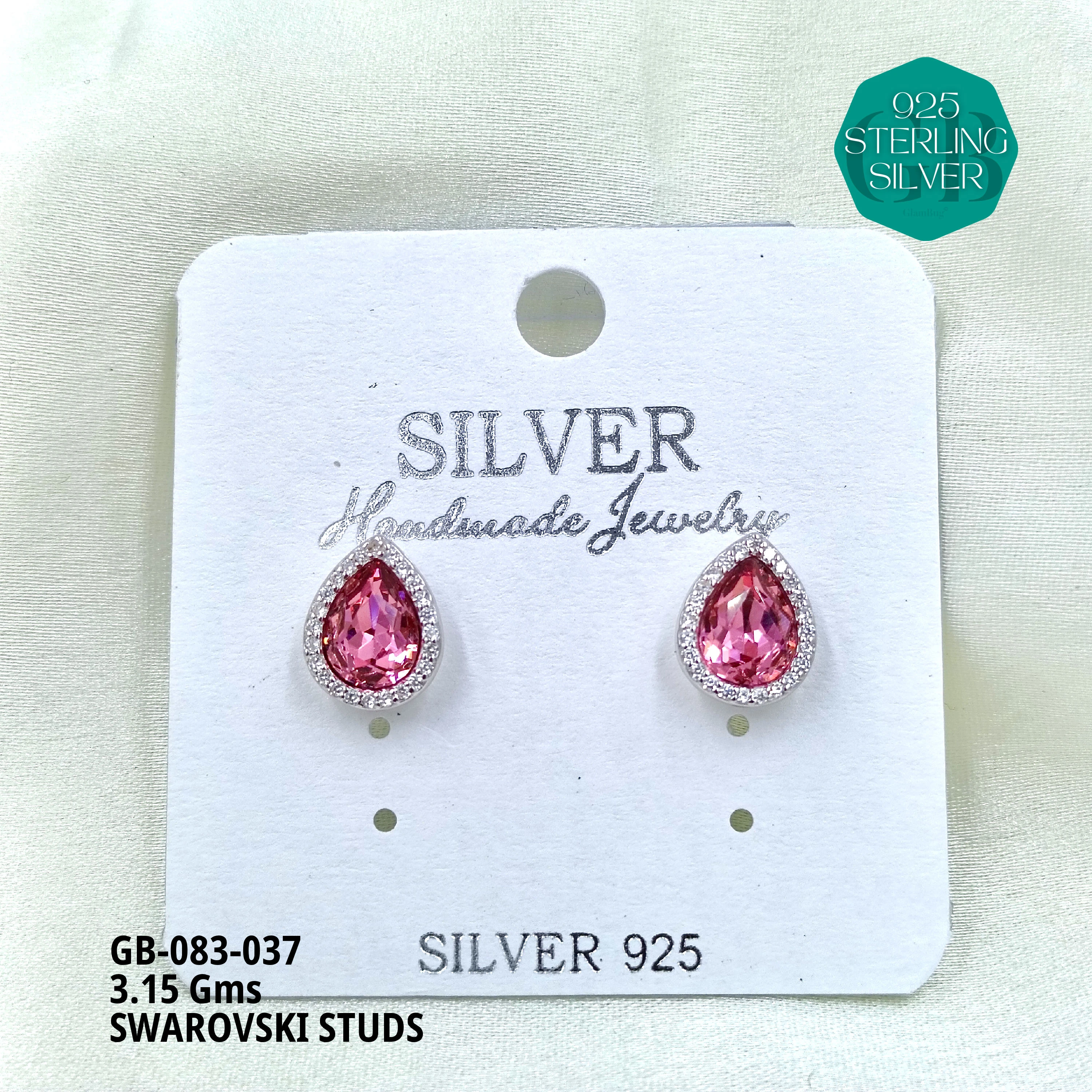 SWAROVSKI STUDS - Premium 925 Silver Jewellery - SKU: GB-083-037 - Hyderabad Silver Importers