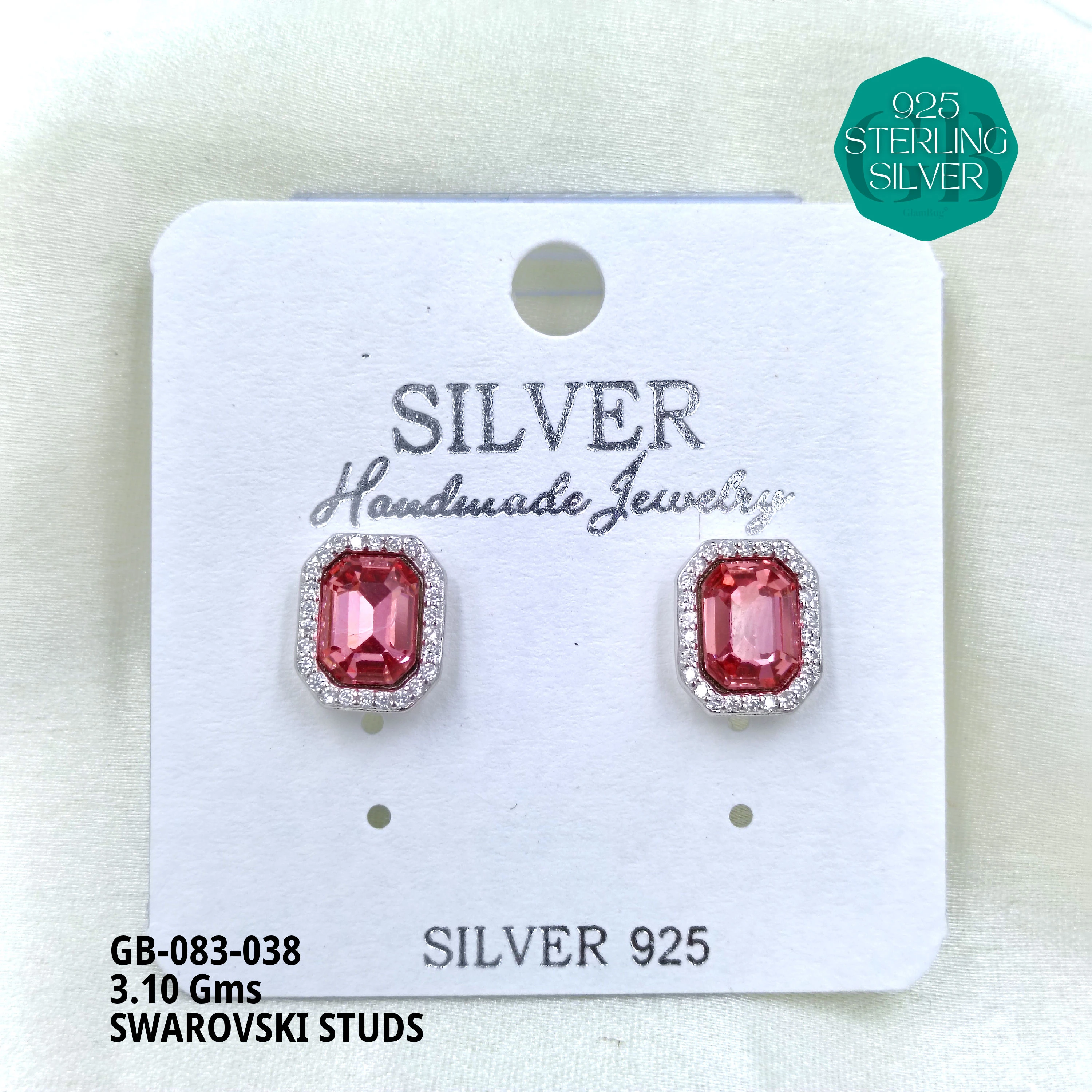SWAROVSKI STUDS - Premium 925 Silver Jewellery - SKU: GB-083-038 - Hyderabad Silver Importers