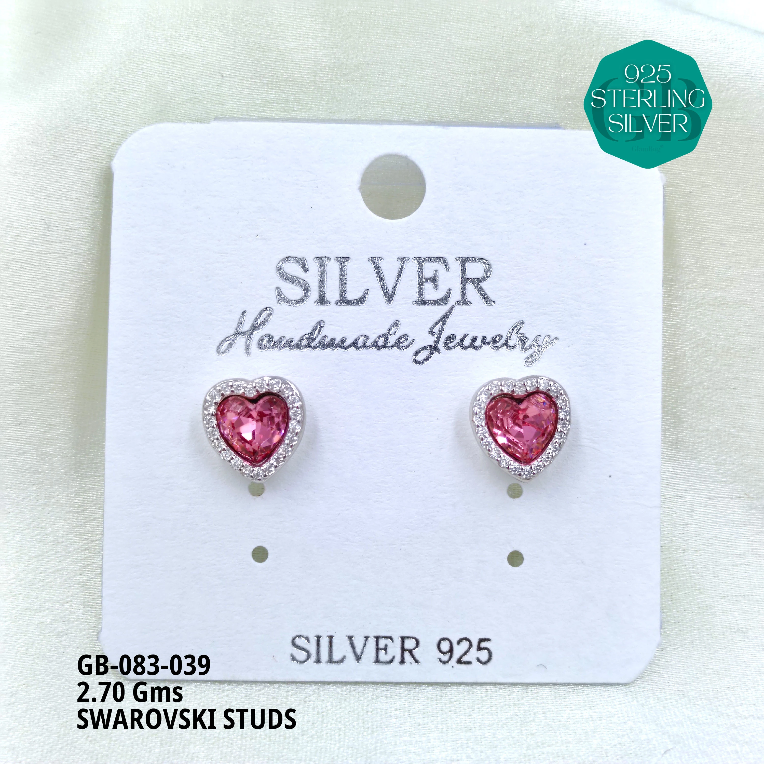 SWAROVSKI STUDS - Premium 925 Silver Jewellery - SKU: GB-083-039 - Hyderabad Silver Importers