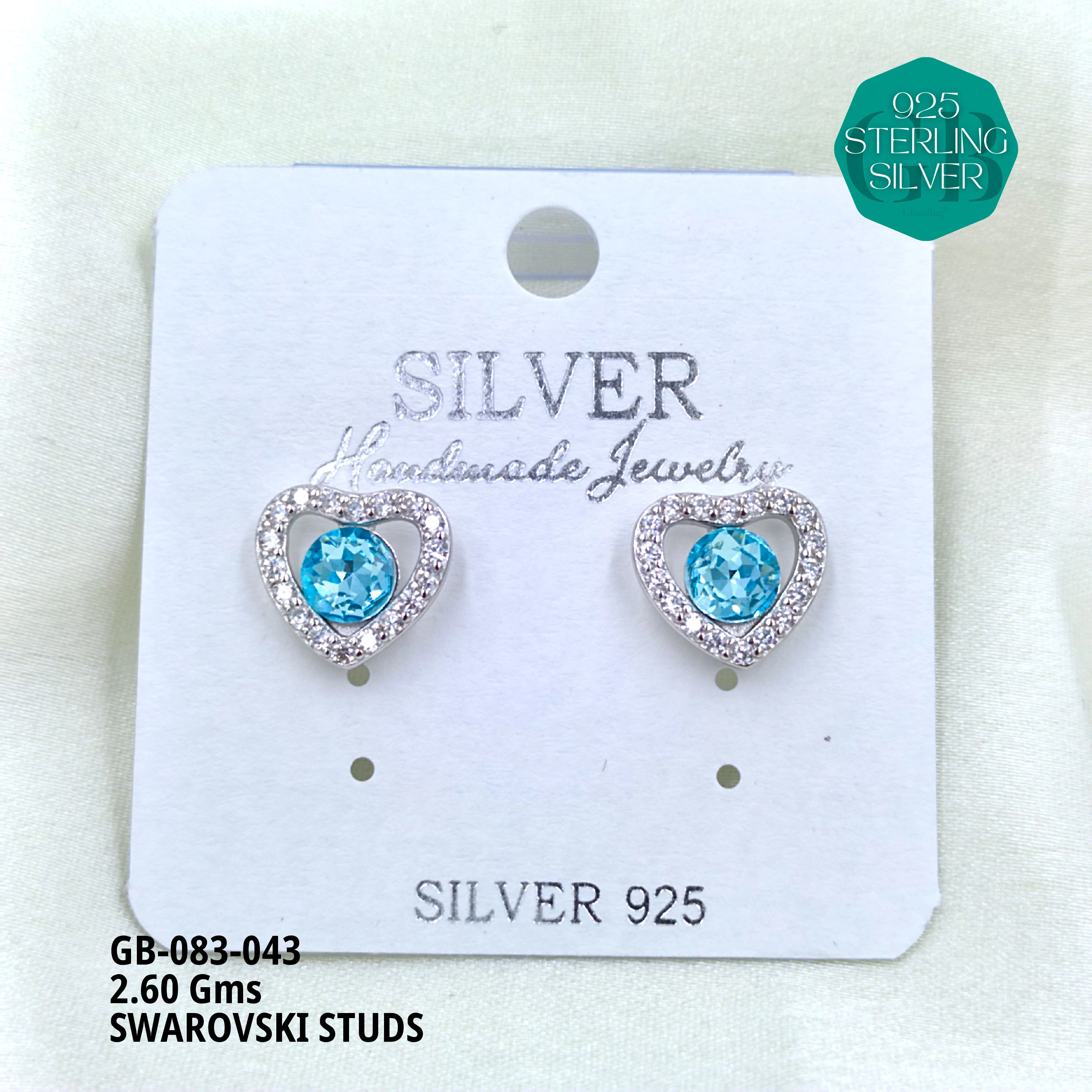 SWAROVSKI STUDS - Premium 925 Silver Jewellery - SKU: GB-083-043 - Hyderabad Silver Importers