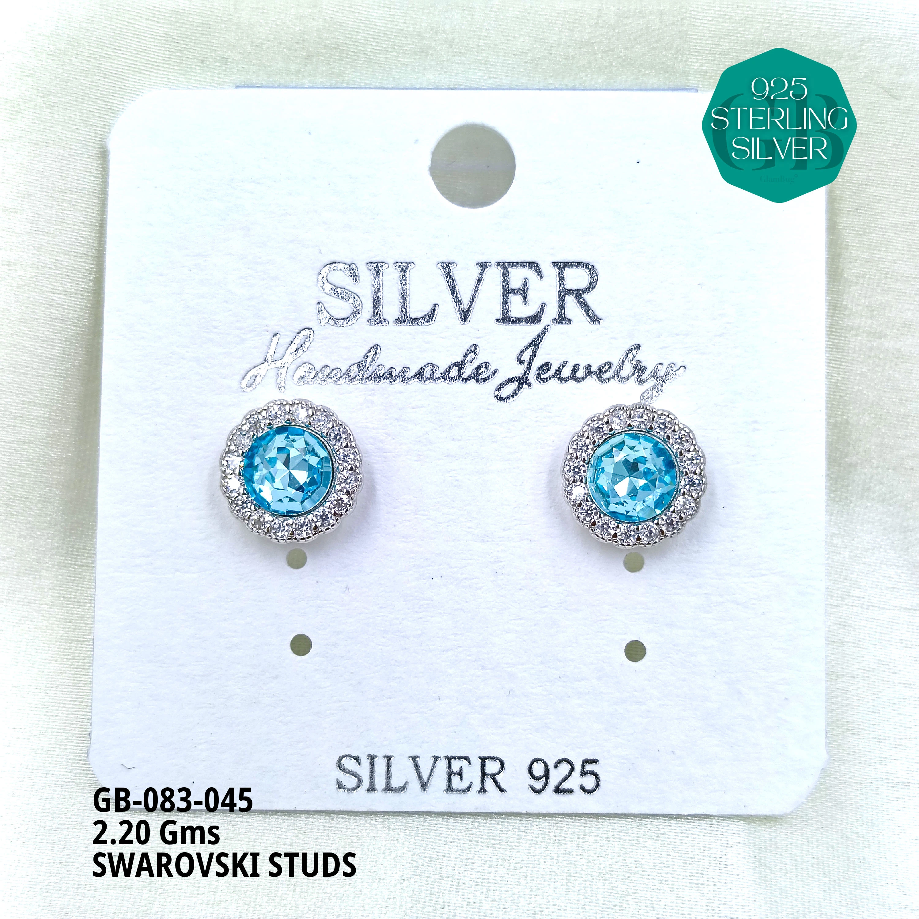 SWAROVSKI STUDS - Premium 925 Silver Jewellery - SKU: GB-083-045 - Hyderabad Silver Importers