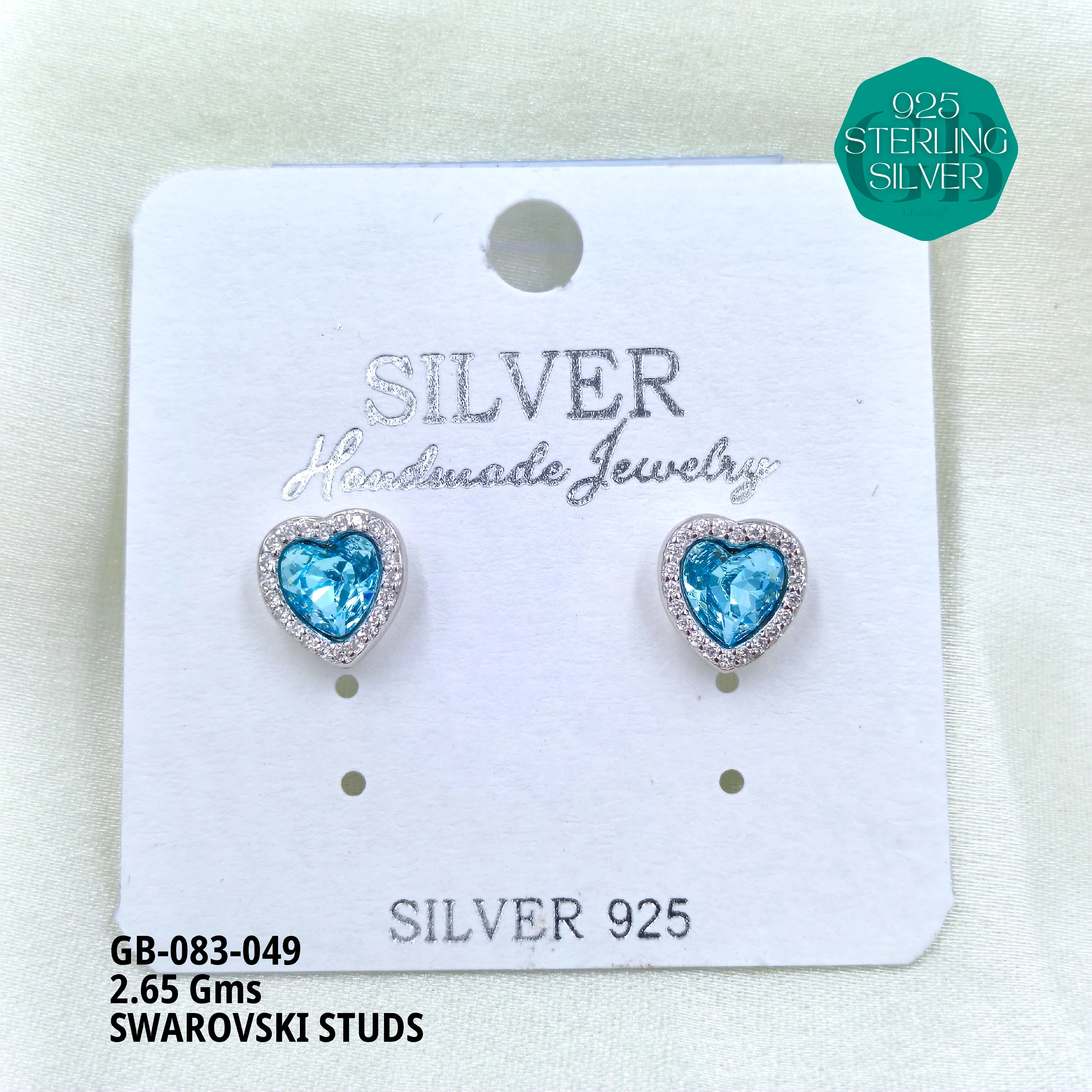 SWAROVSKI STUDS - Premium 925 Silver Jewellery - SKU: GB-083-049 - Hyderabad Silver Importers