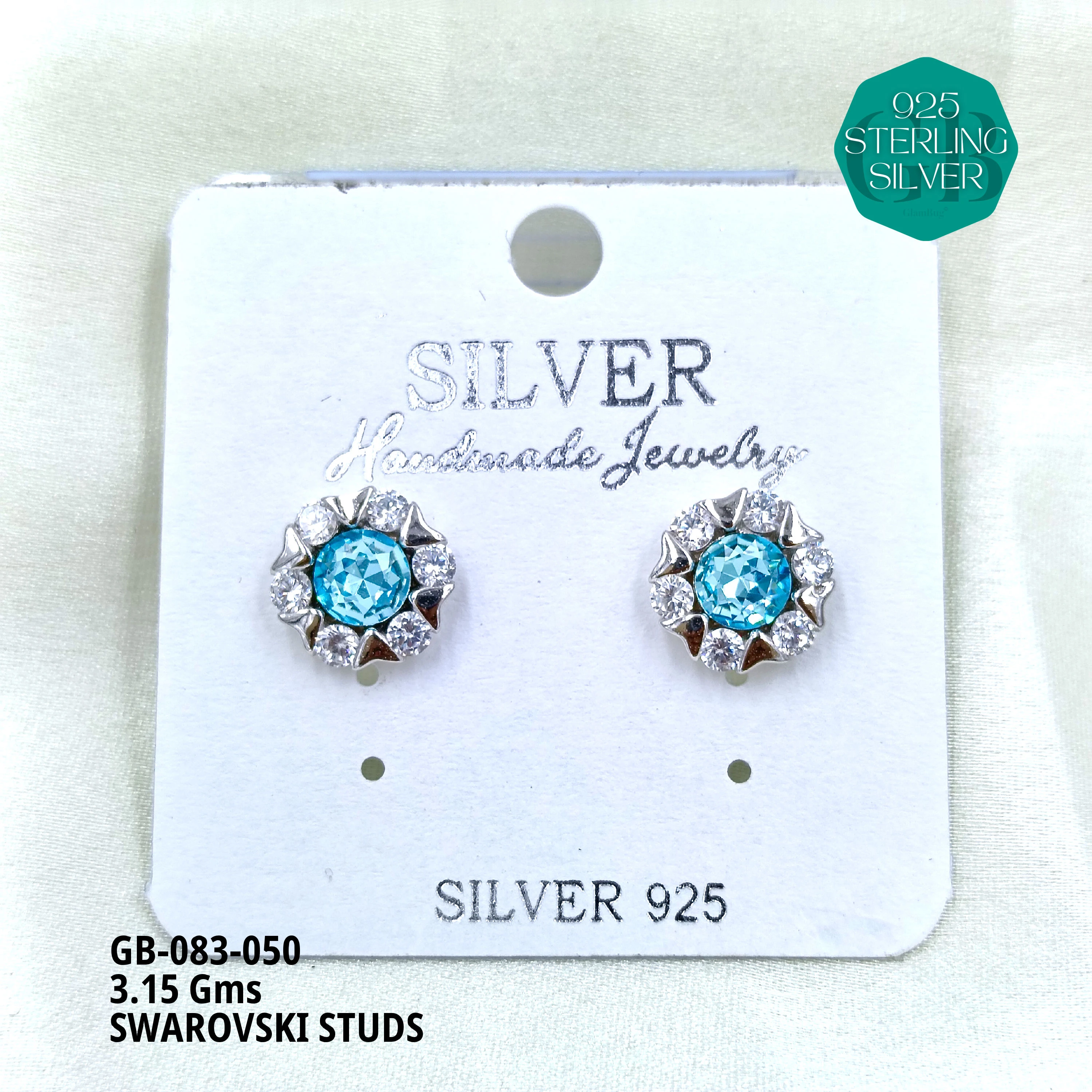 SWAROVSKI STUDS - Premium 925 Silver Jewellery - SKU: GB-083-050 - Hyderabad Silver Importers