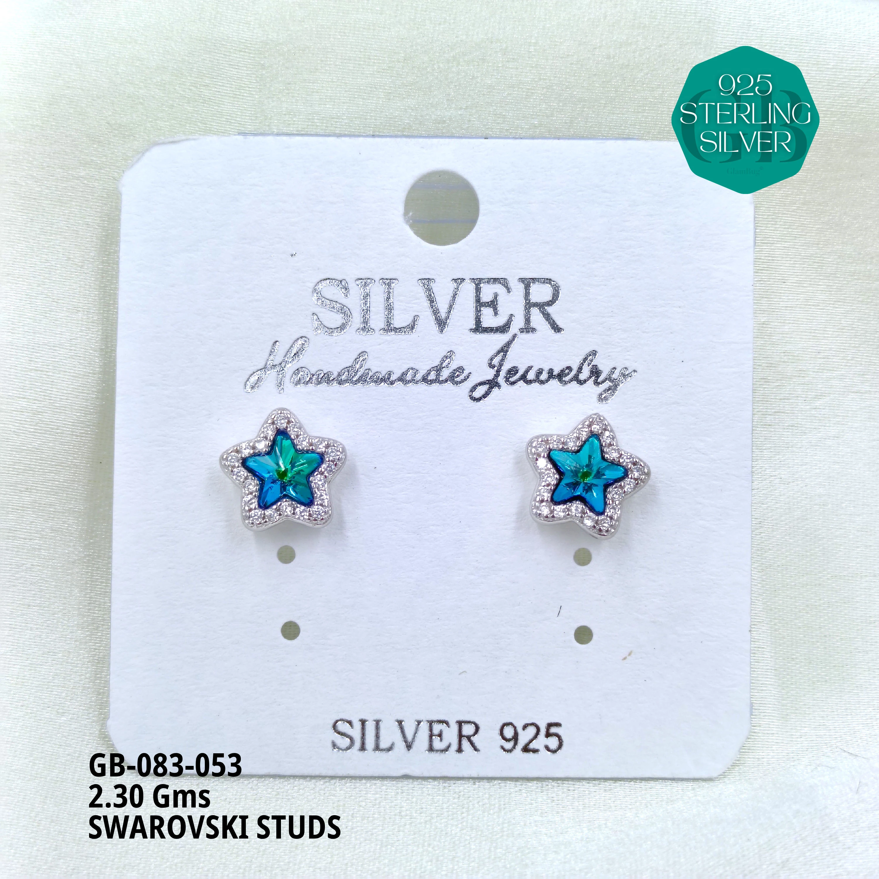 SWAROVSKI STUDS - Premium 925 Silver Jewellery - SKU: GB-083-053 - Hyderabad Silver Importers
