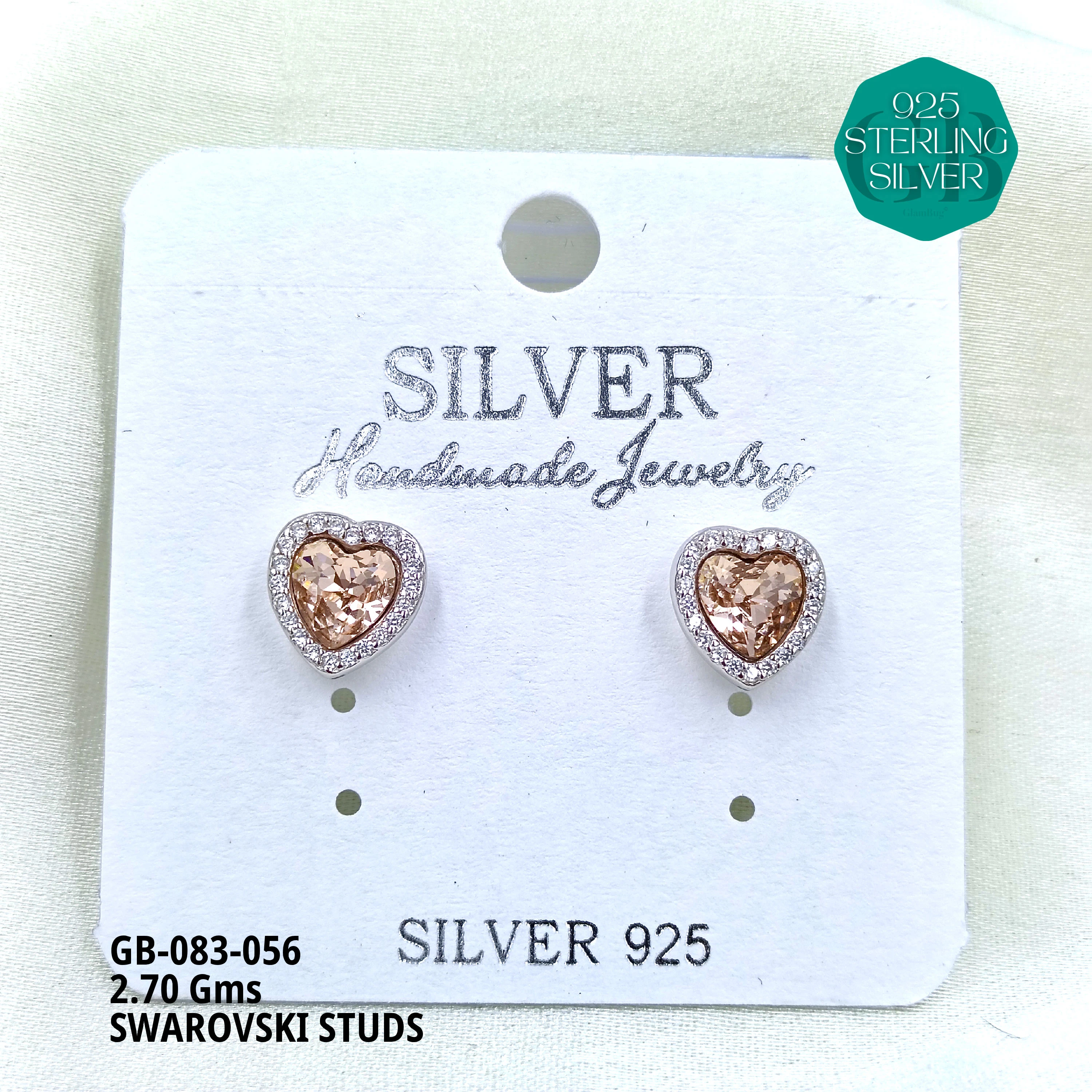 SWAROVSKI STUDS - Premium 925 Silver Jewellery - SKU: GB-083-056 - Hyderabad Silver Importers