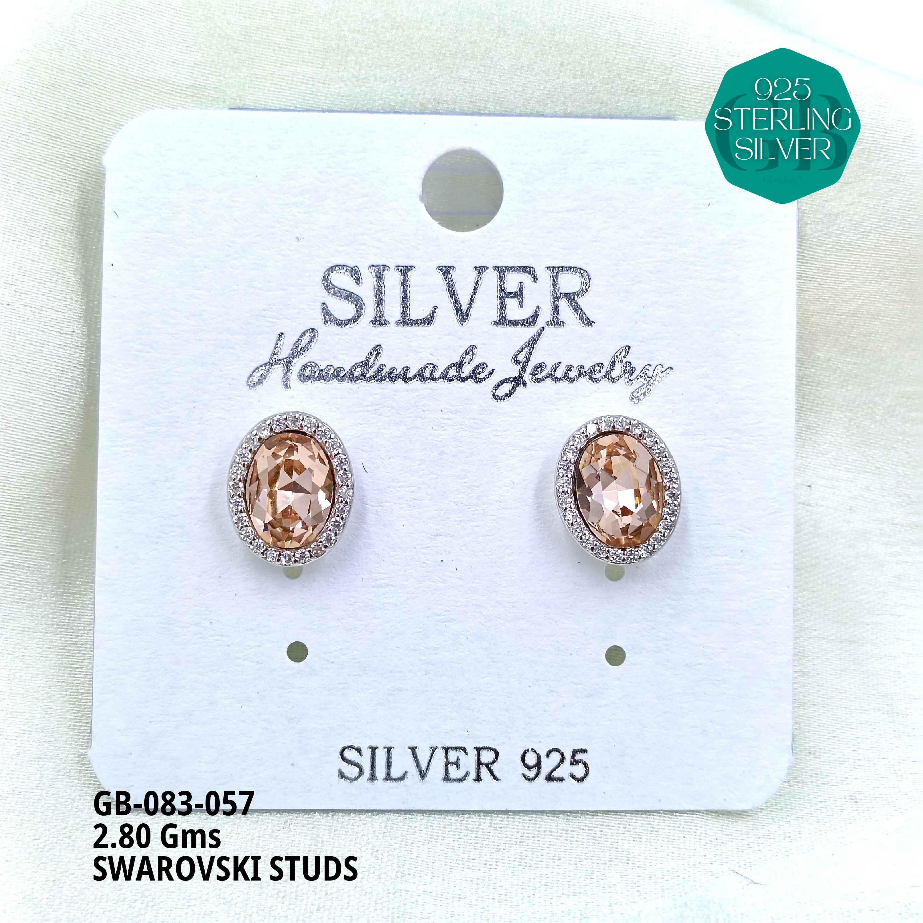 SWAROVSKI STUDS - Premium 925 Silver Jewellery - SKU: GB-083-057 - Hyderabad Silver Importers