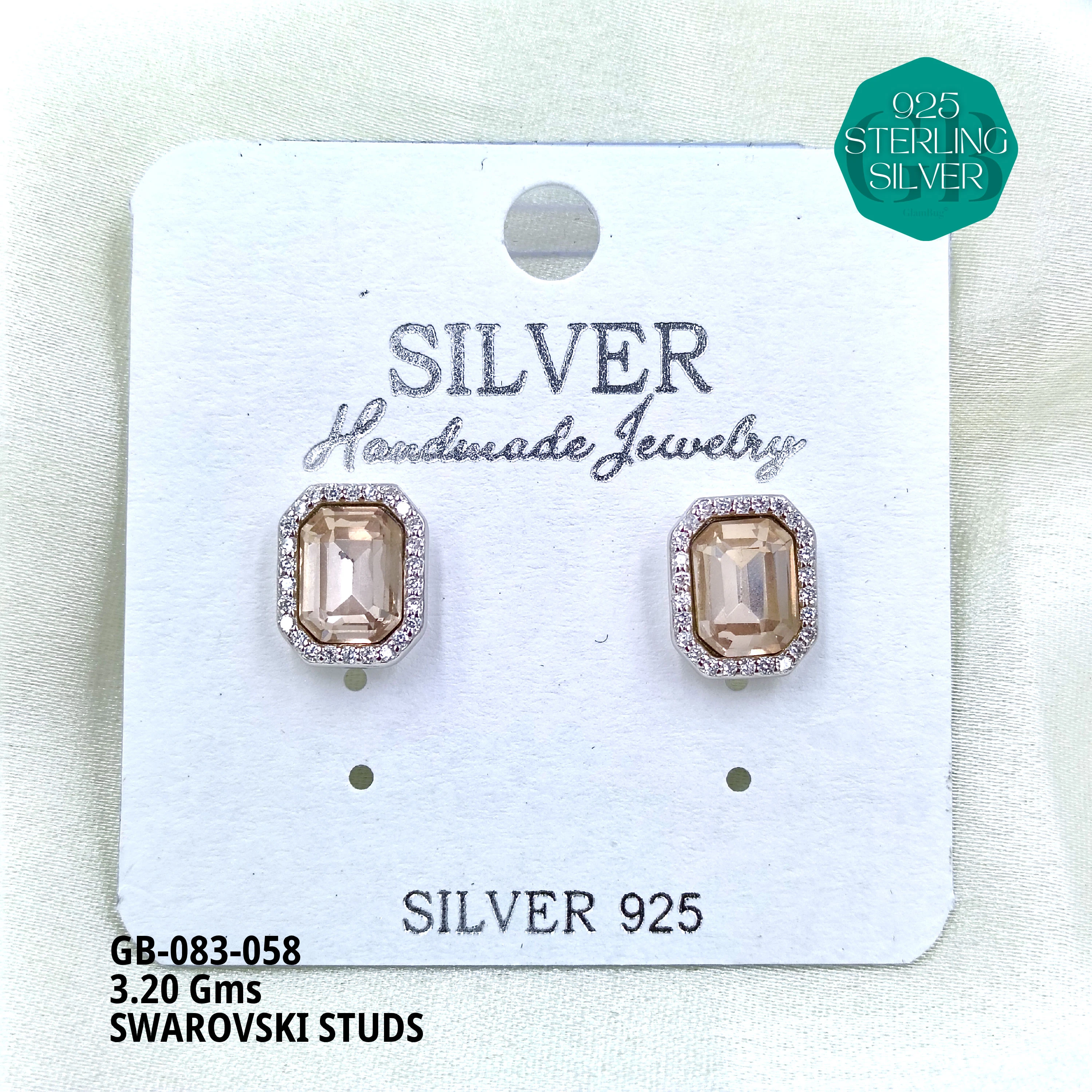 SWAROVSKI STUDS - Premium 925 Silver Jewellery - SKU: GB-083-058 - Hyderabad Silver Importers