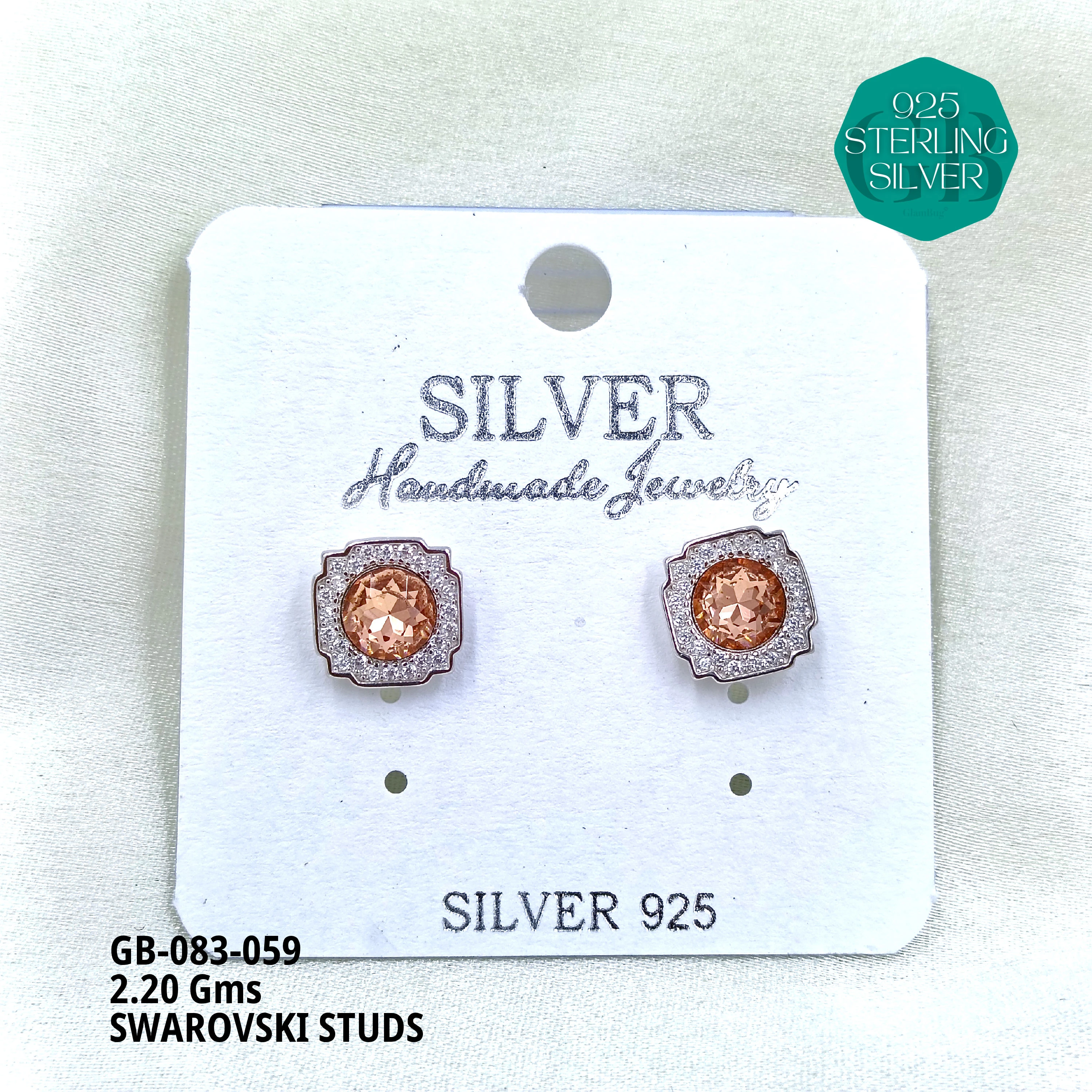 SWAROVSKI STUDS - Premium 925 Silver Jewellery - SKU: GB-083-059 - Hyderabad Silver Importers